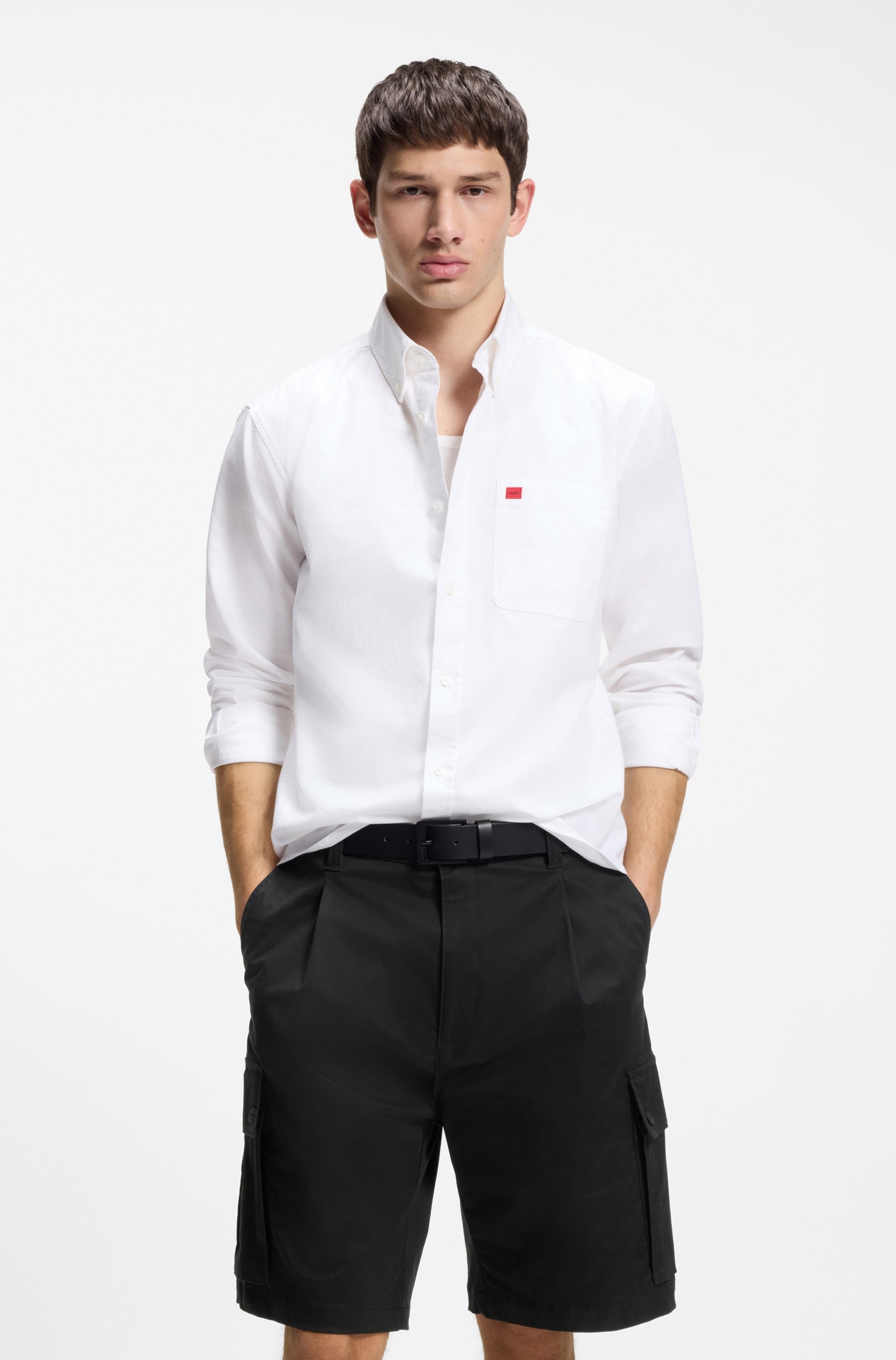 HUGO Ledergürtel »Grover Sz35« mit Logoprägung auf der Schließe