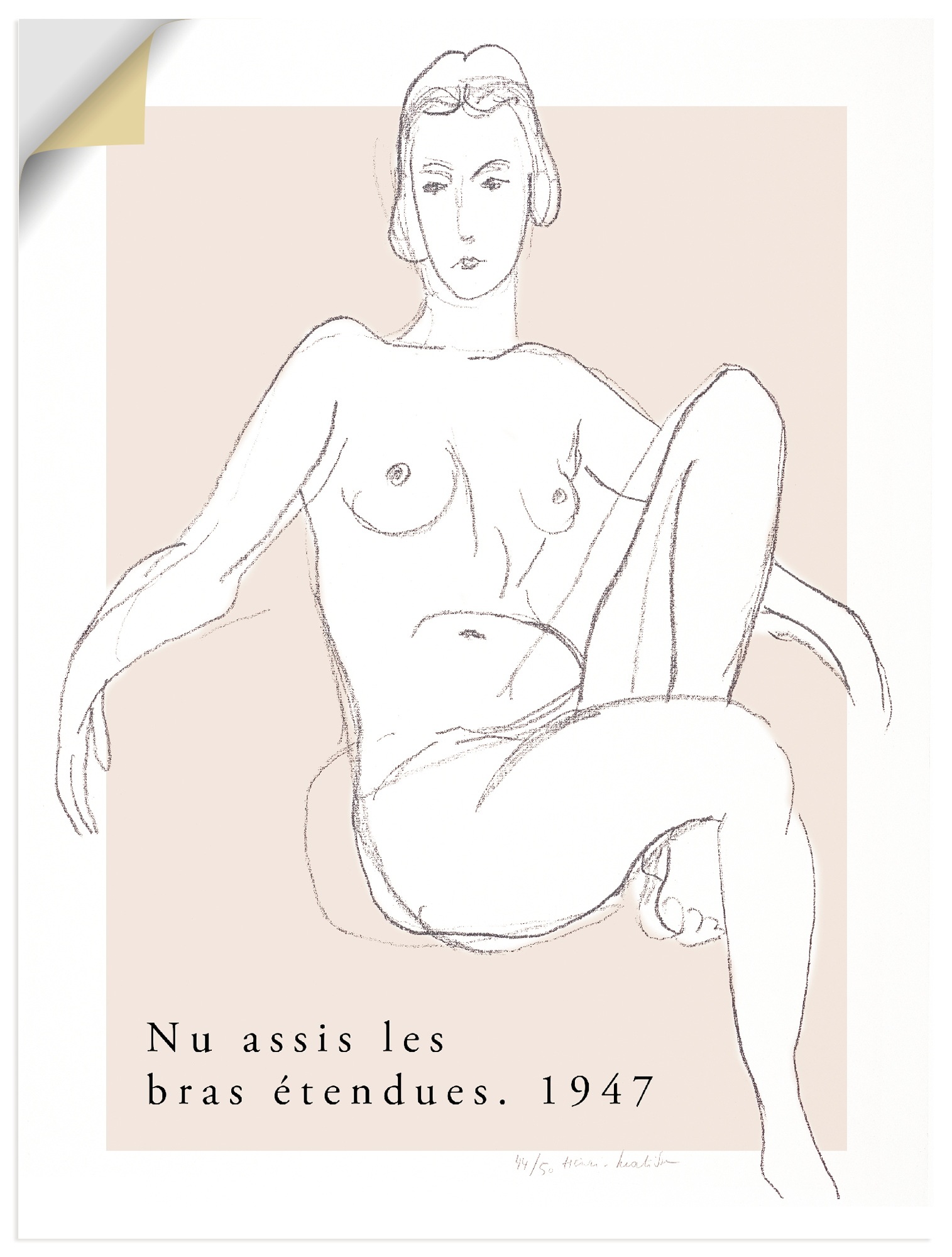 Wandbild ARTLAND "Nu assis les bras étendues 1947", farbe bild(er): weiß, B:45cm H:60cm, Bilder, als Alubild, Leinwandbild, Poster, Wandaufkleber in verschied. Größen