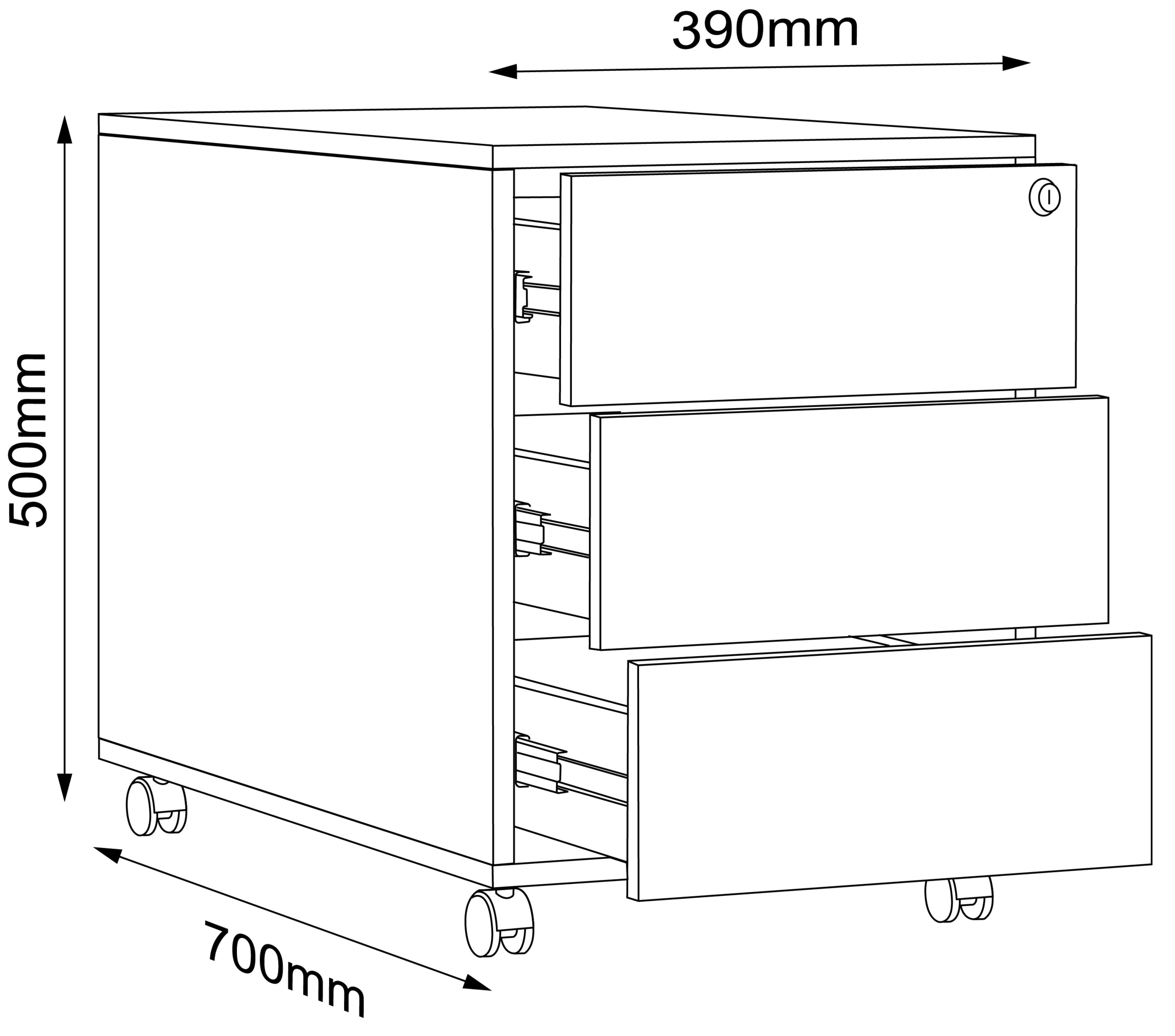 VCM Container »VCM Rollcontainer Beistellcontainer Bürocontainer Rollen rollbar anschließbar Salia 3 Schublade Tiefe 70 cm«, (1 St.)