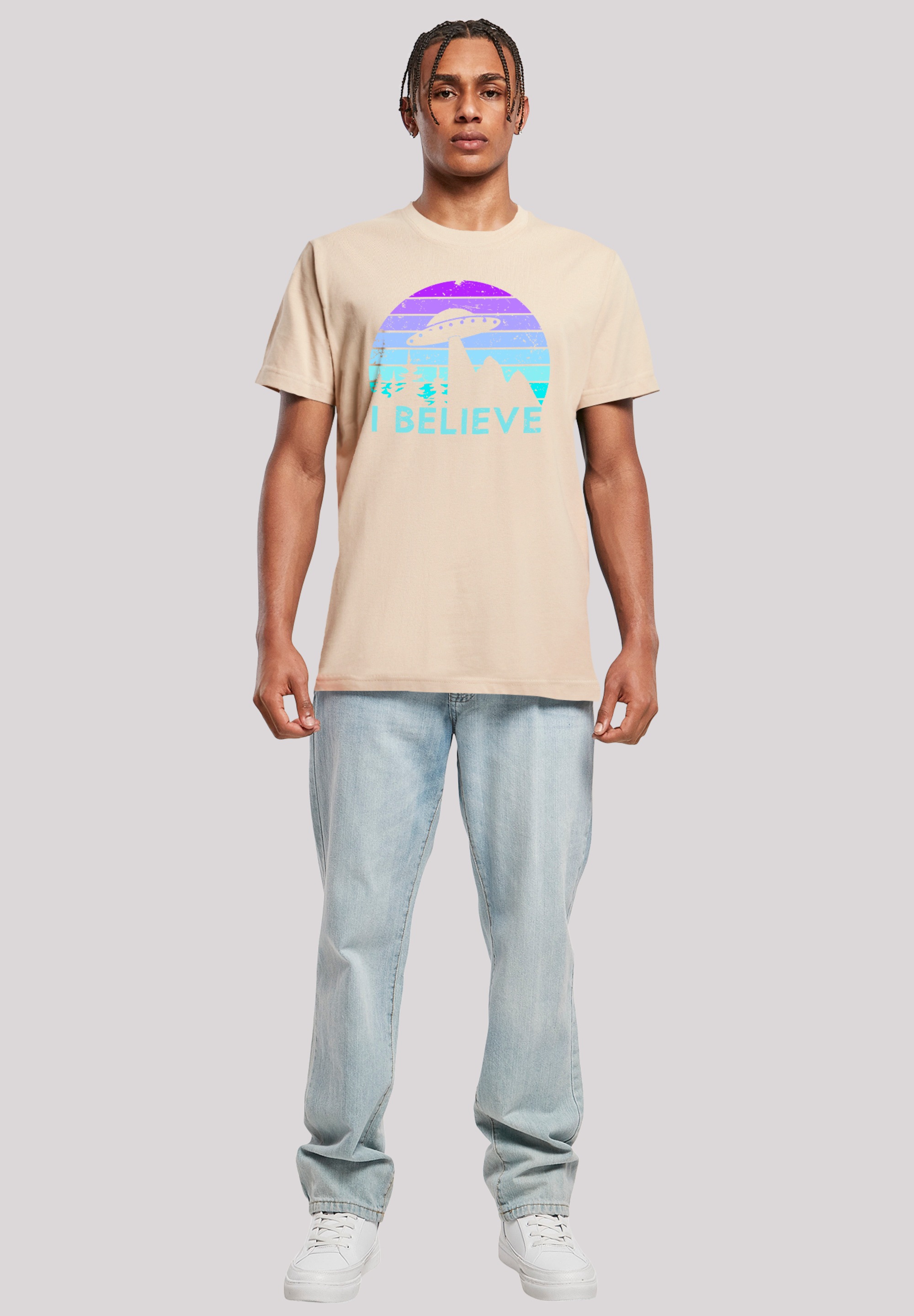 F4NT4STIC T-Shirt »I BELIEVE UFO Alien Raumschiff Retro«, Premium Qualität