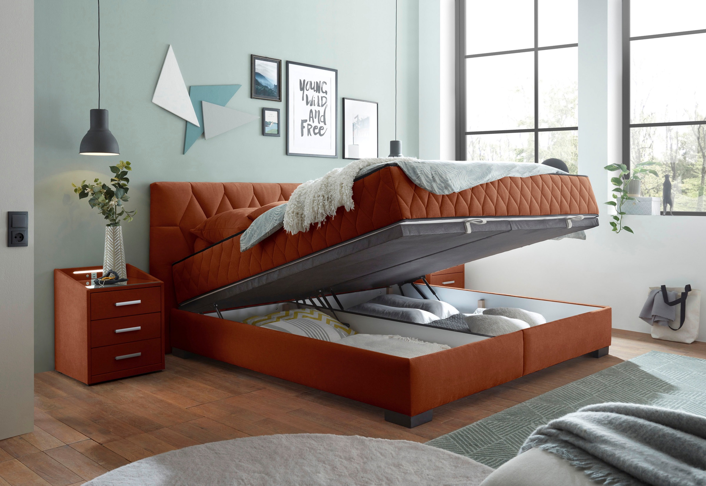 ED EXCITING DESIGN Boxbett »Nagol«, mit Bettkasten, mit Wendematratze, erhältlich in verschiedenen Breiten