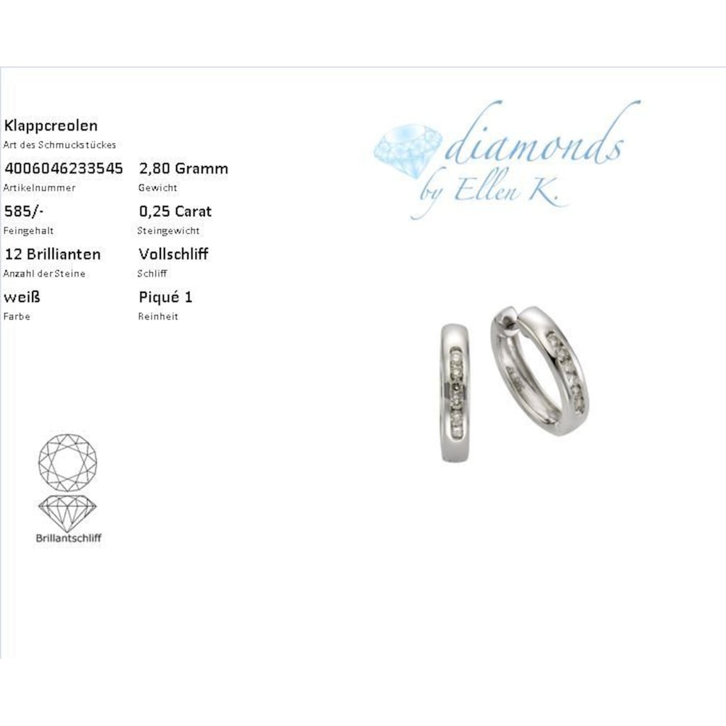 Diamonds by Ellen K. Paar Creolen »585/- Weißgold Brillant 0,25ct.«