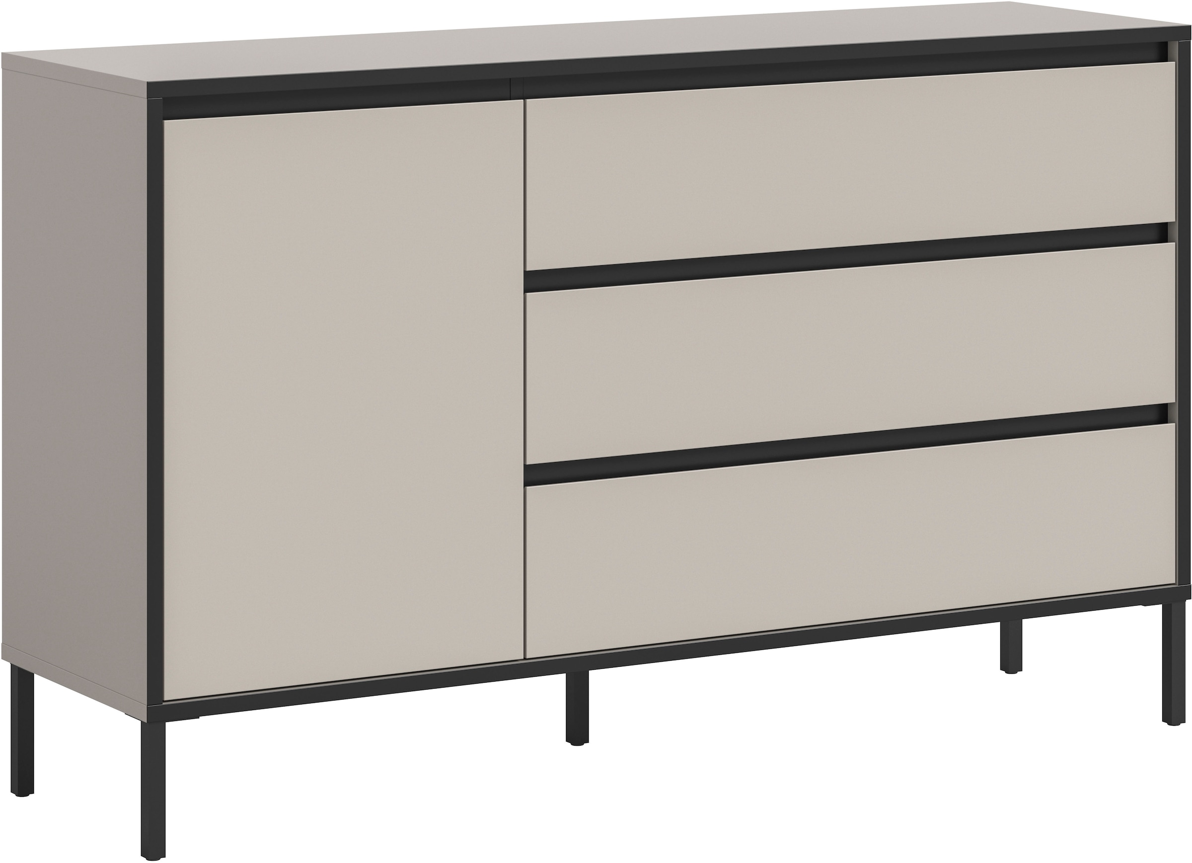 Home affaire Sideboard "NORT, Breite: 136cm, mit Metall Stabfuß, 1 Tür, 3 S günstig online kaufen