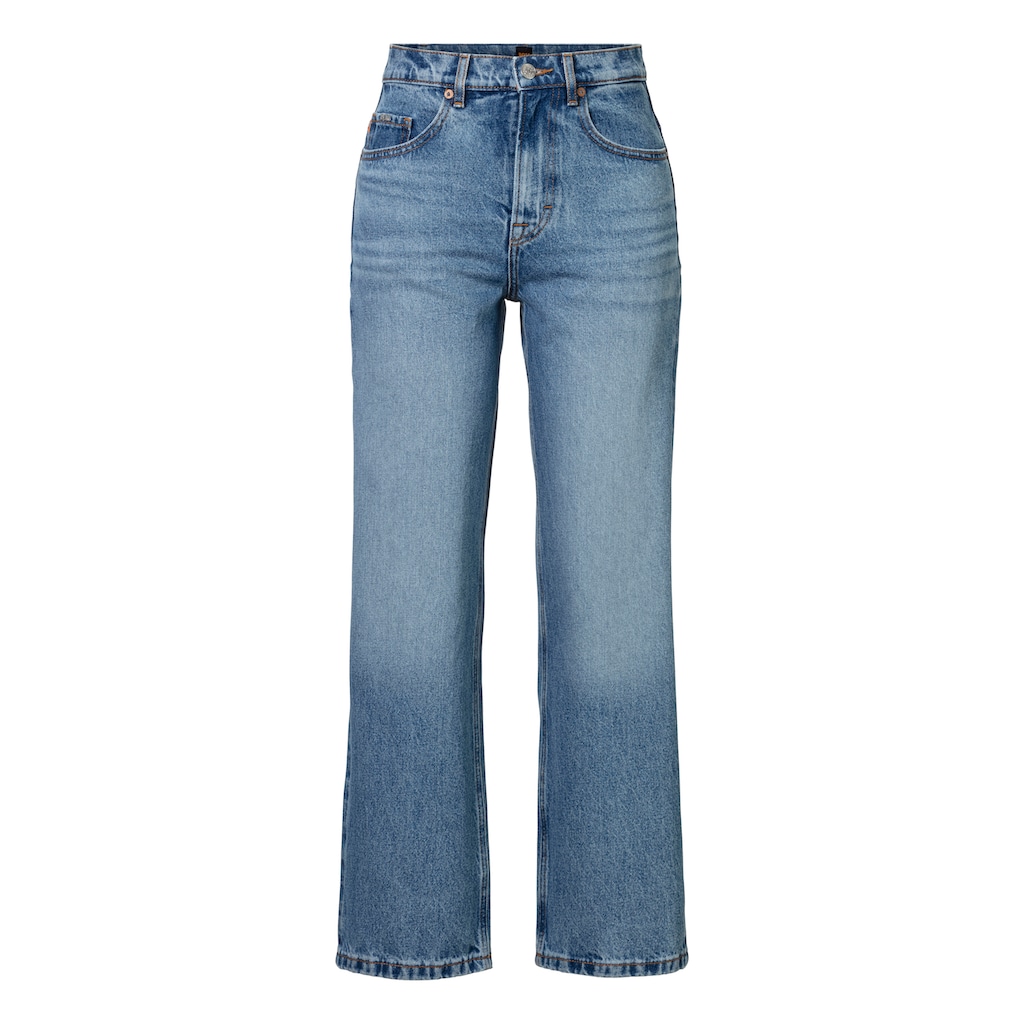 BOSS ORANGE High-waist-Jeans »Barrel High Rise Hochbund High Waist Premium Denim Jeans«, mit BOSS Metallschriftzug