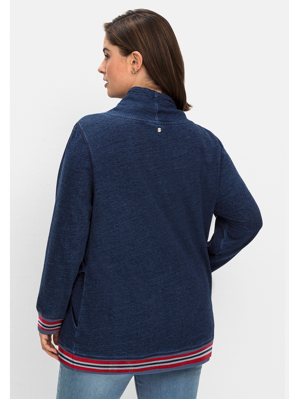 Sheego Sweatshirt »Große Größen«, in Denim-Optik, mit Streifenbündchen