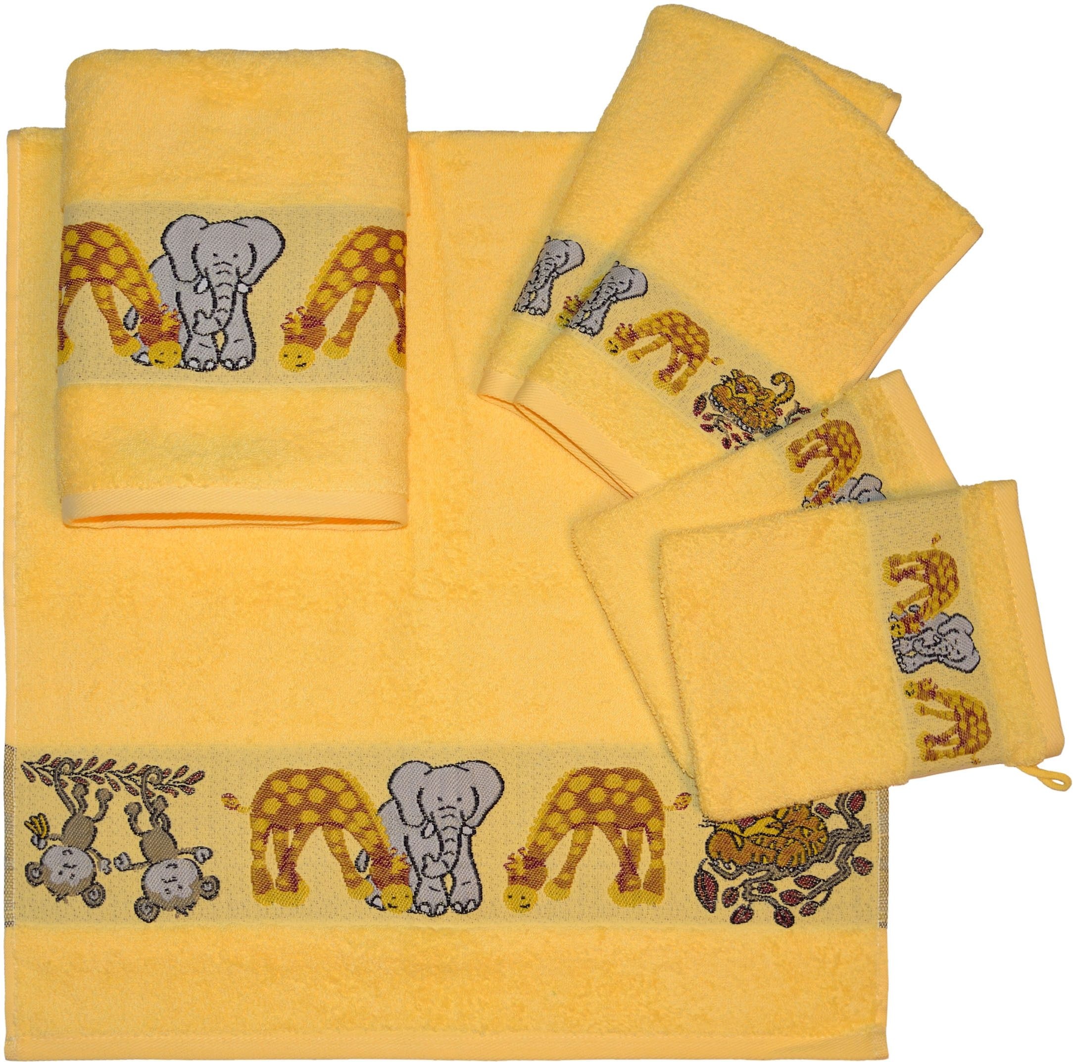 Dyckhoff Handtuch Set "Affe" Set 6 Stk. Walkfrottee mit Tierbordüre; 2 Hand günstig online kaufen