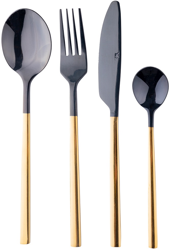 Villa d'Este Besteck-Set »Stylo Duo poliert black«, (Set, 24 tlg.), Essbesteck-Set, poliert