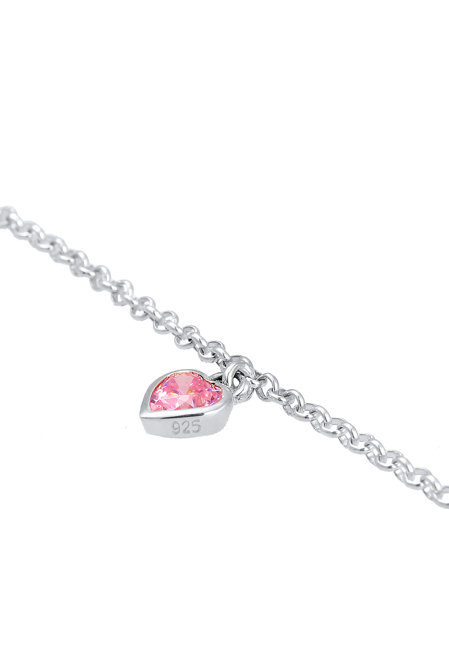 Elli Armband »Herz Zirkonia Pink 925 Sterling Silber«
