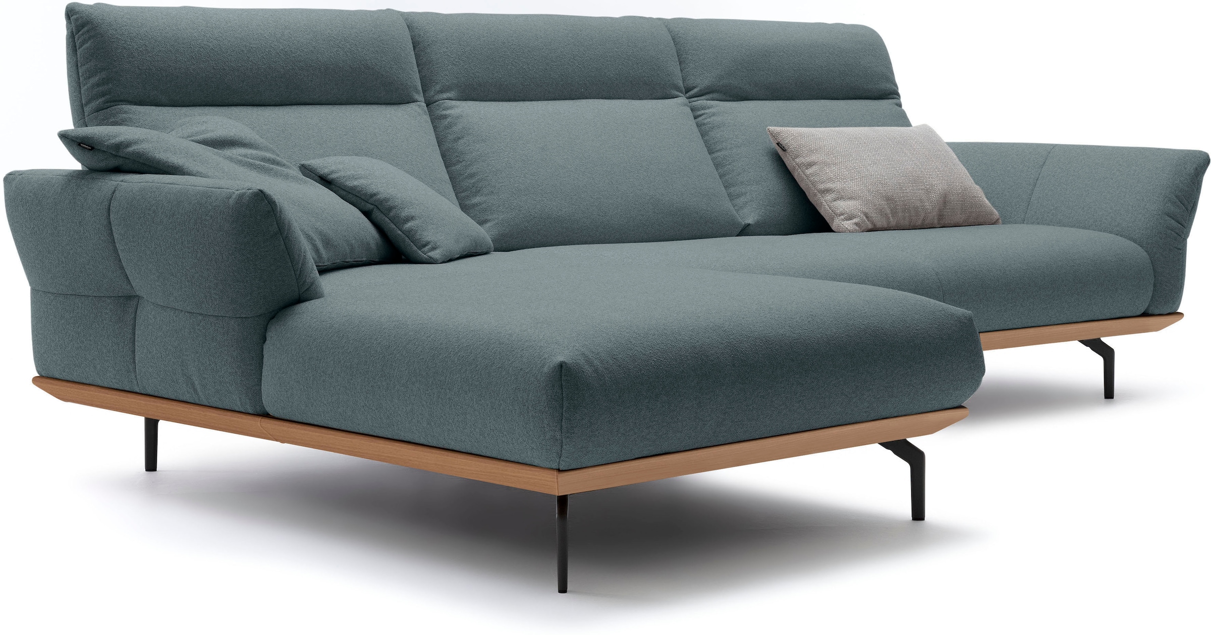Creation BY ROLF BENZ Ecksofa »CR.460«, Sockel in Eiche, Winkelfüße in Umbragrau, Breite 318 cm