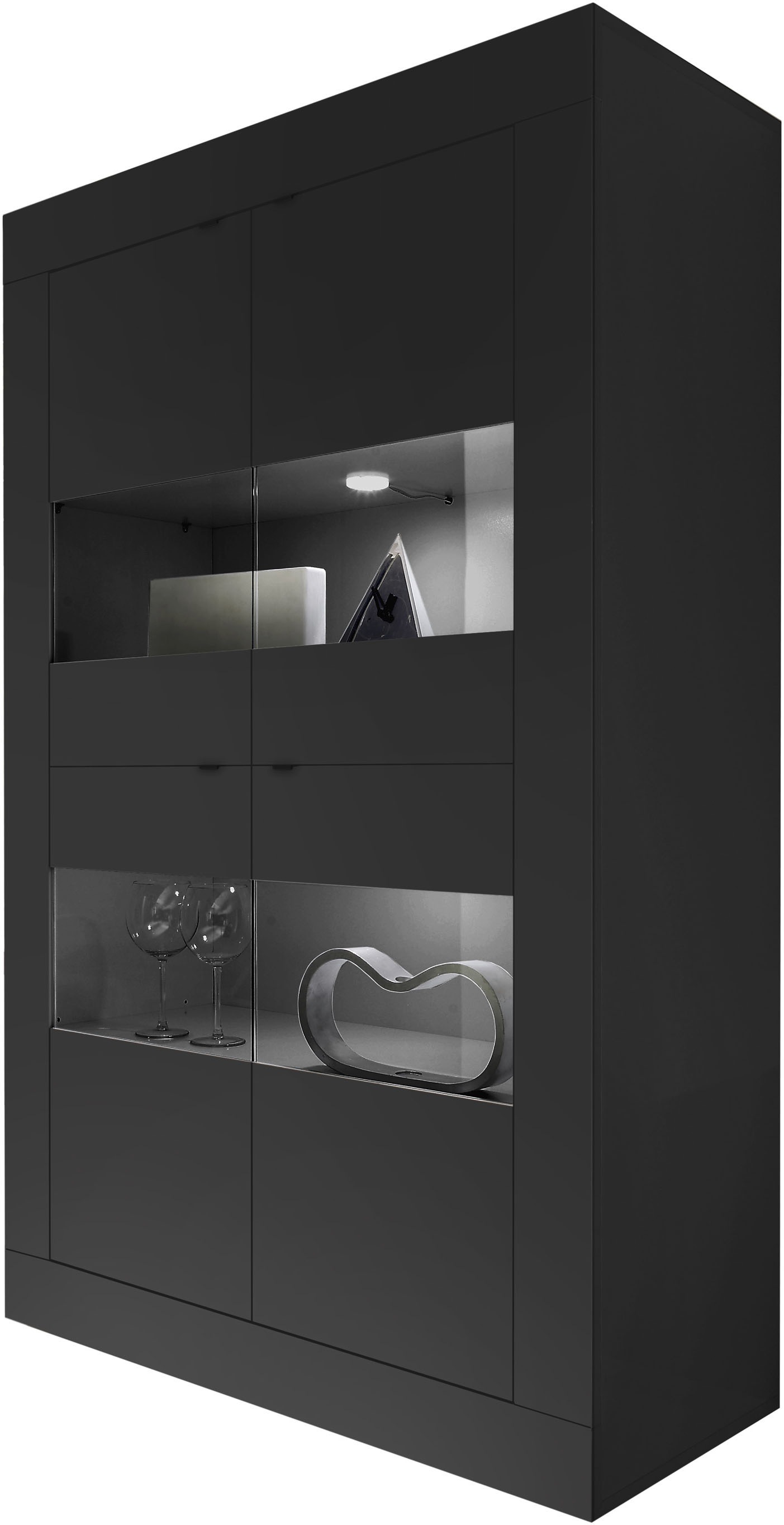 Home affaire Vitrine "Basic Höhe 162 cm, Standvitrine mit 4 Türen - Metallg günstig online kaufen