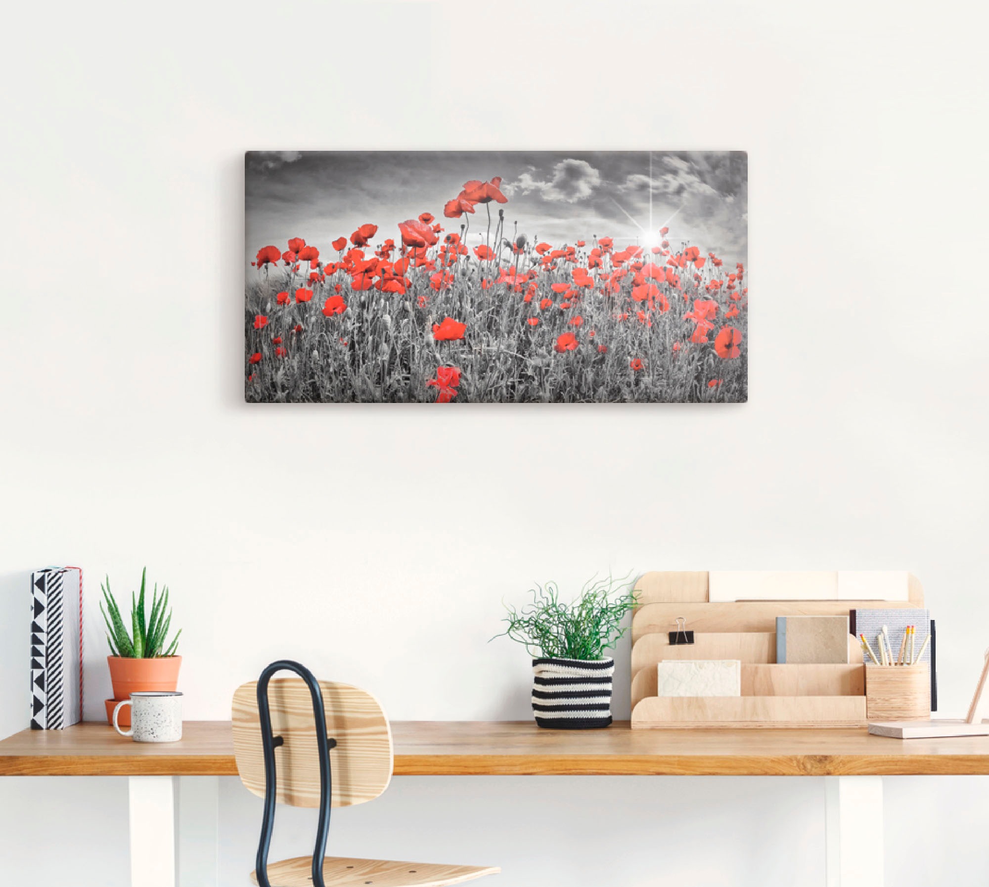 Artland Wandbild "Idyllisches Mohnblumenfeld mit Sonne" Blumen 1 Stk. tlg. günstig online kaufen