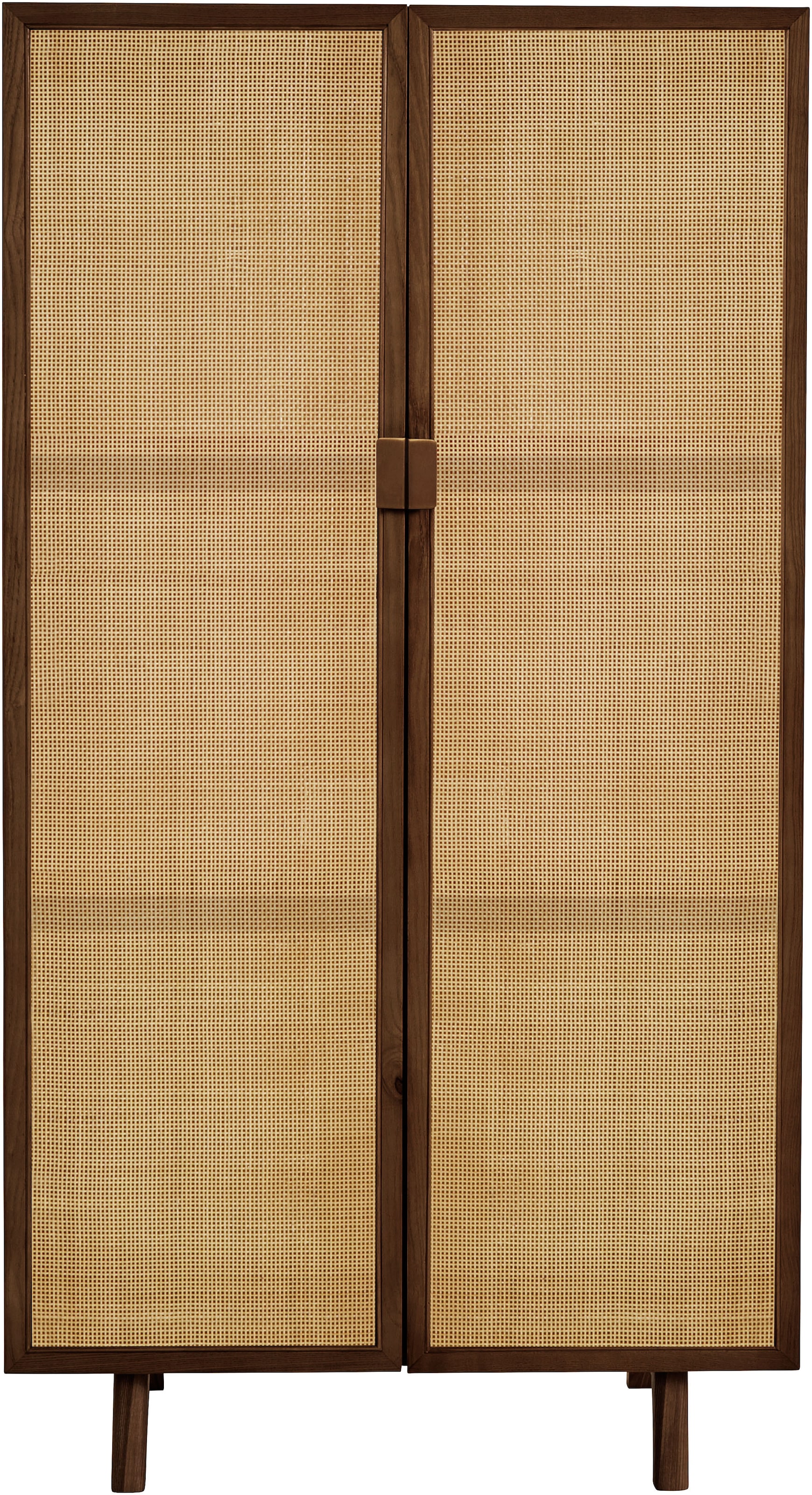 LeGer Home by Lena Gercke Highboard »Lina« Mit Rattan Einsatz, 3 Innenfächer, teilmassiv