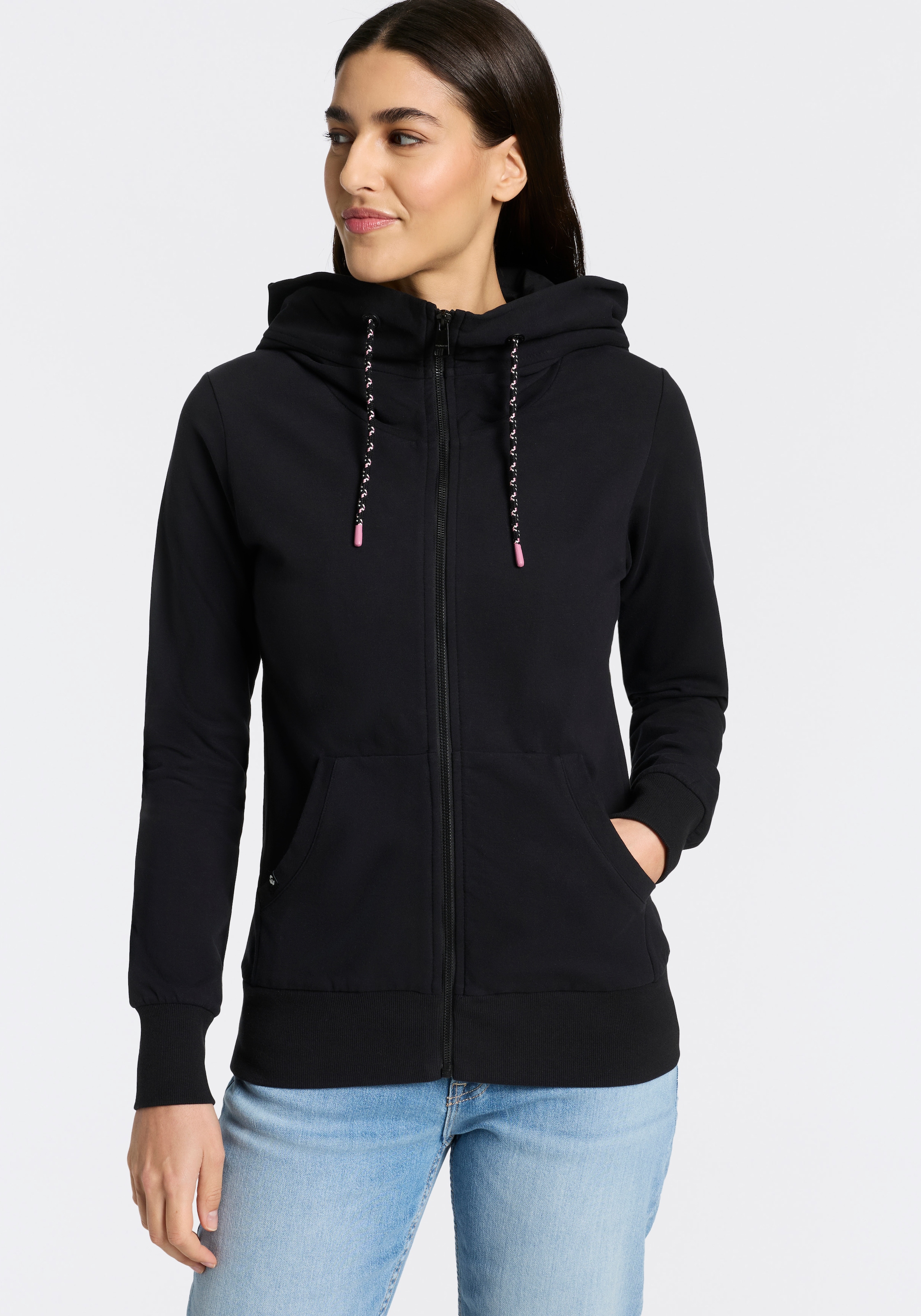 Ragwear "NESKIA ZIP B O" mit hochgeschnittener Kapuze mit Kordel