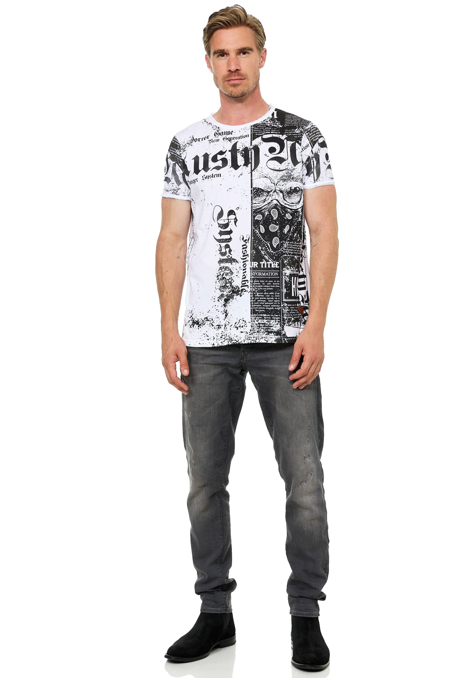 ▷ | mit BAUR Used-Look Allover-Print kaufen Rusty T-Shirt, im Neal