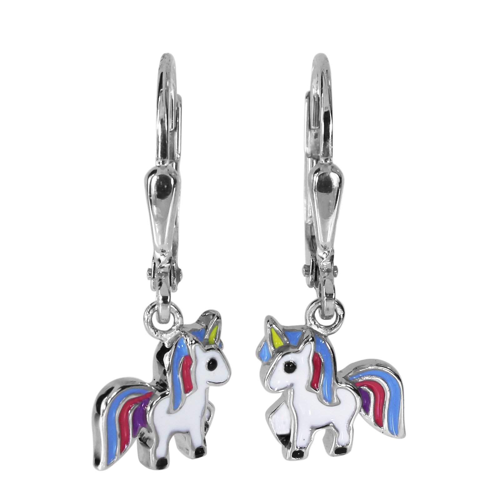 OSTSEE-SCHMUCK Damen Paar Ohrhänger "Ostsee-Schmuck Ohrhänger Einhorn Ohrhänger Einhorn", 23 x 8mm, Silber 925 (Sterlingsilber), weiß, Silber 925