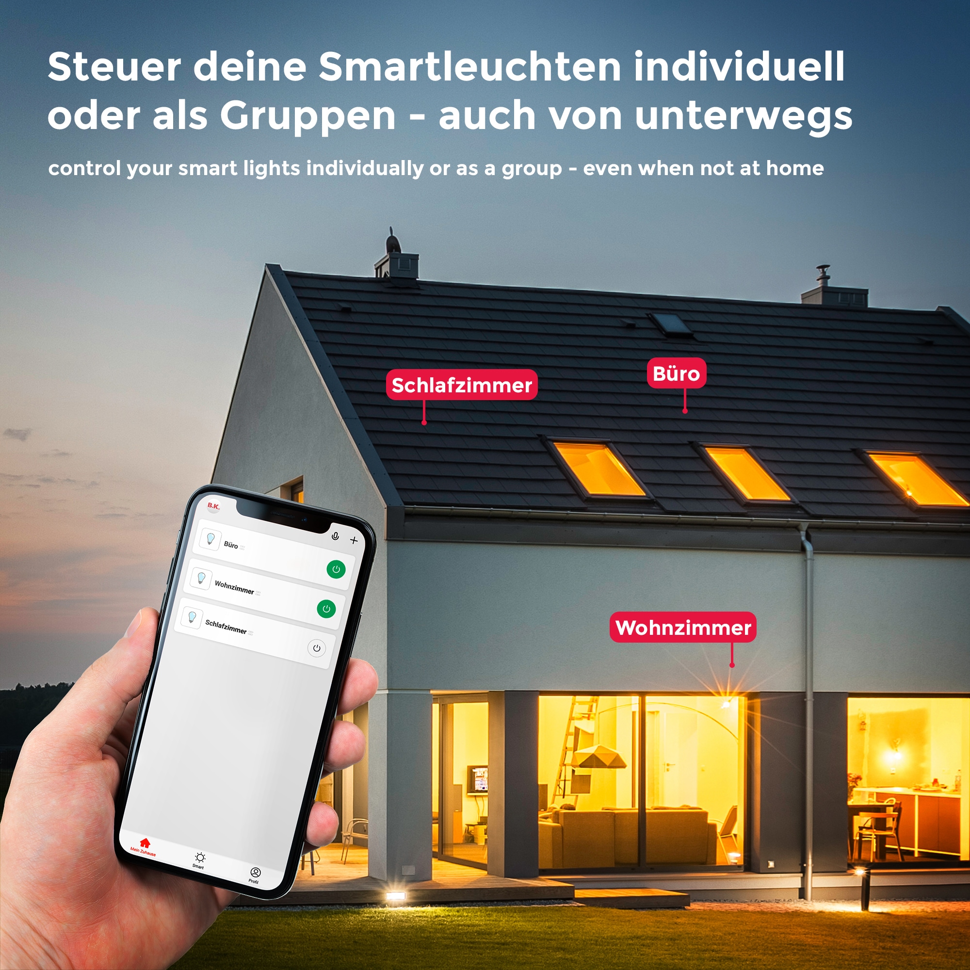 B.K.Licht LED-Leuchtmittel, E27, 2 St., Warmweiß, Smart Home LED-Lampe, RGB, WiFi, App-Steuerung, dimmbar