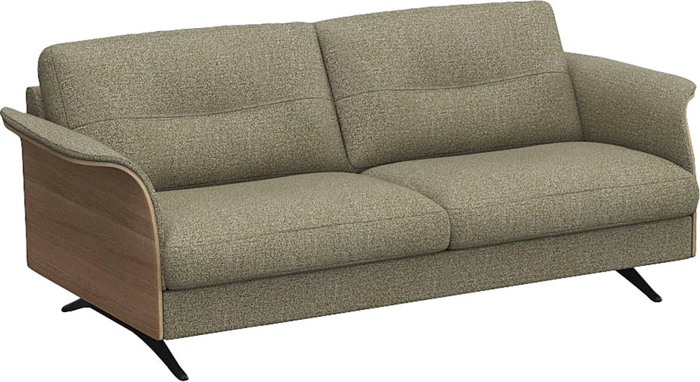 FLEXLUX 2,5-Sitzer »Glow Sofa, Couch, Premium-Sitzkomfort: Kaltschaum & Federkern«, Armlehnenblende in geölter Eiche, Fuß schwarz