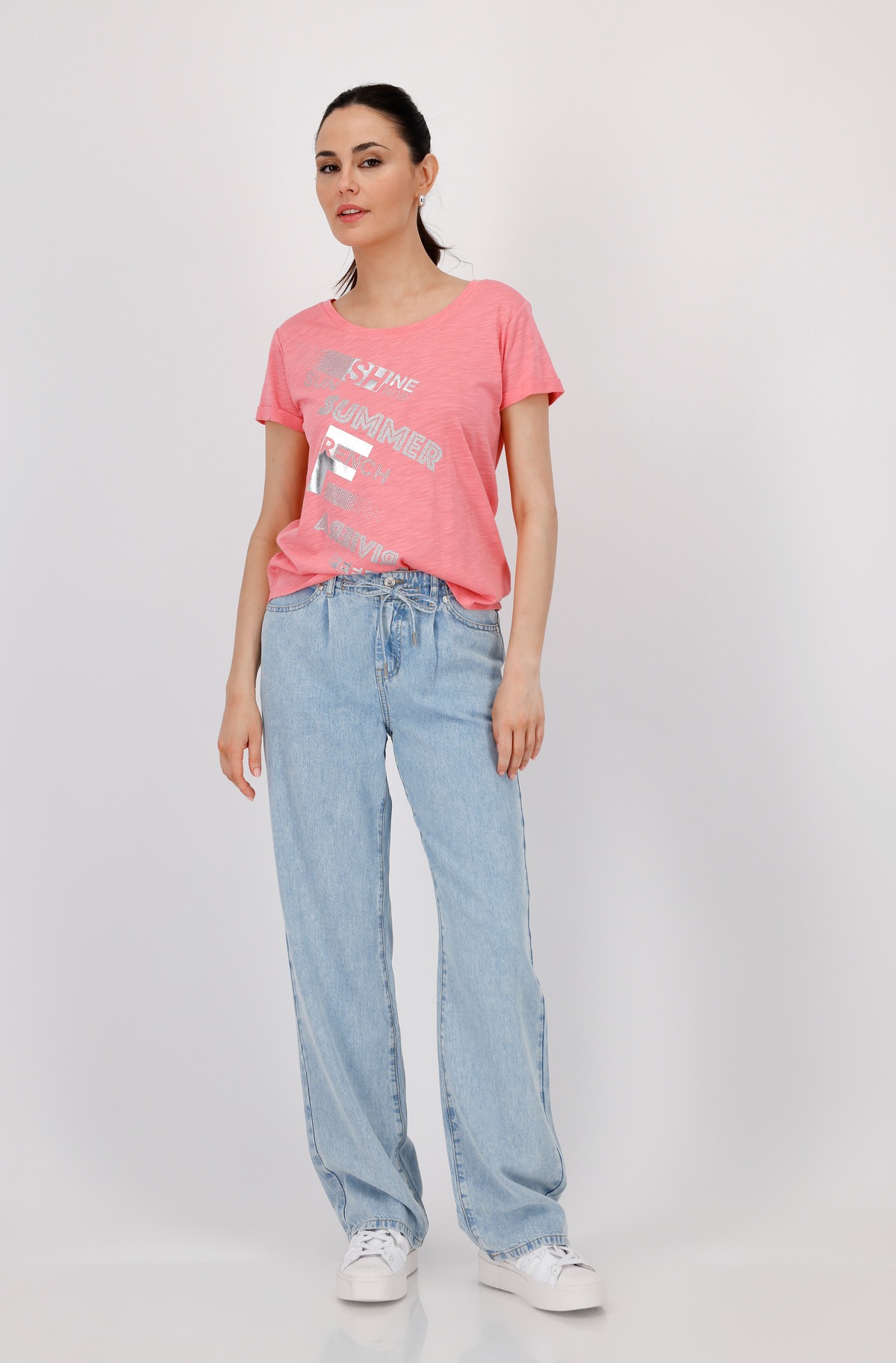 Monari Rundhalsshirt, mit Folienglanzdruck