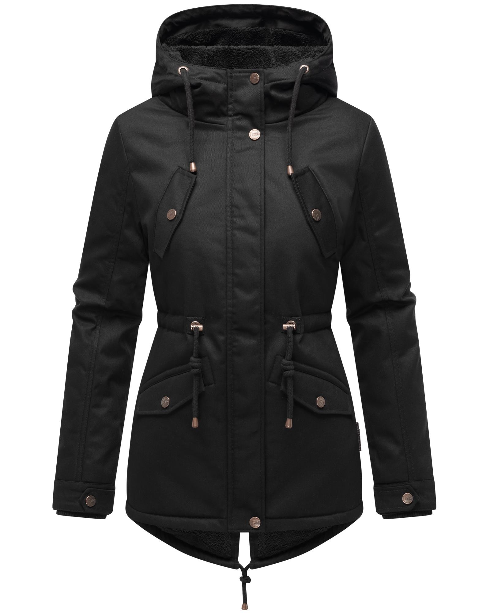 Marikoo Winterjacke »Manolya«, mit Kapuze, stylischer Kurzmantel mit weichem Teddyfell-Futter
