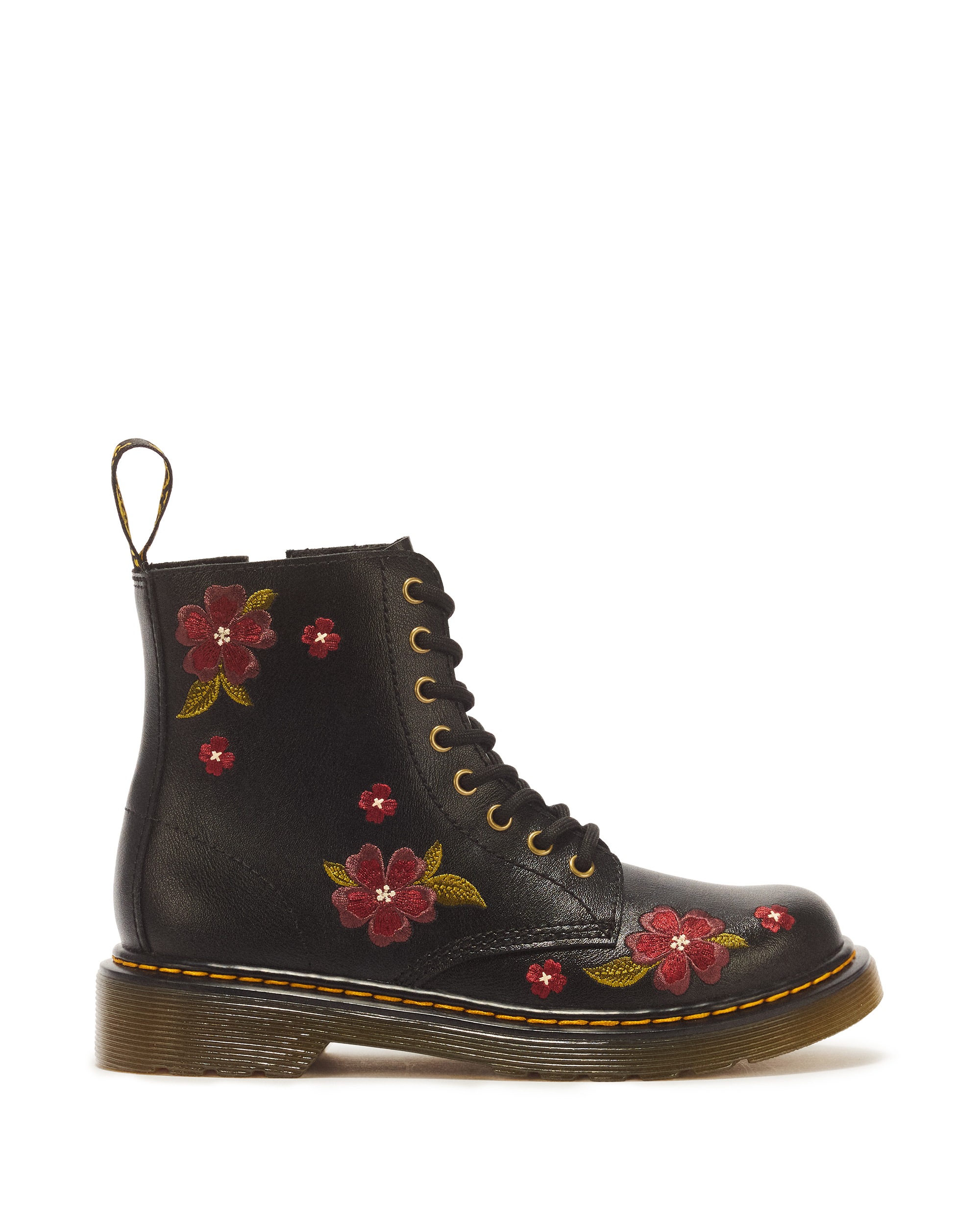 DR. MARTENS Schnürboots »1460 J black T Lamper«  Herbstboots, Mini&Me mit farbiger Blumenstickerei