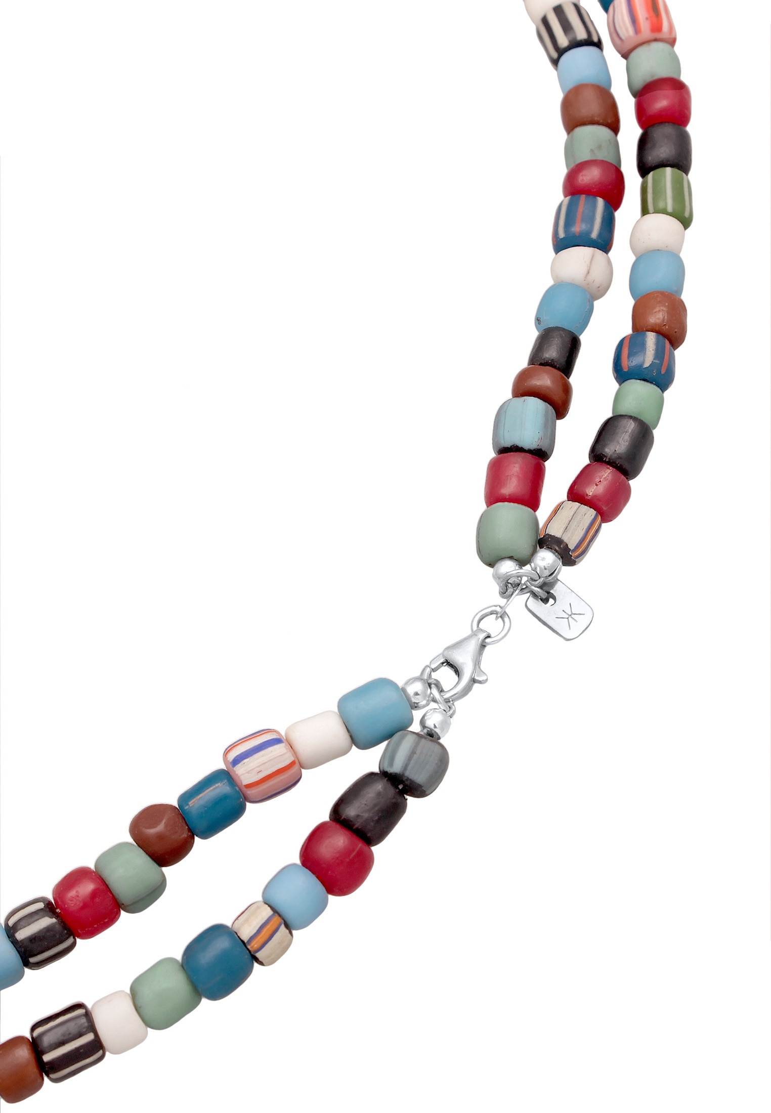Kuzzoi Silberkette »Halskette Glas Beads Layer Bunt Süßwasserperlen 925 Silber«
