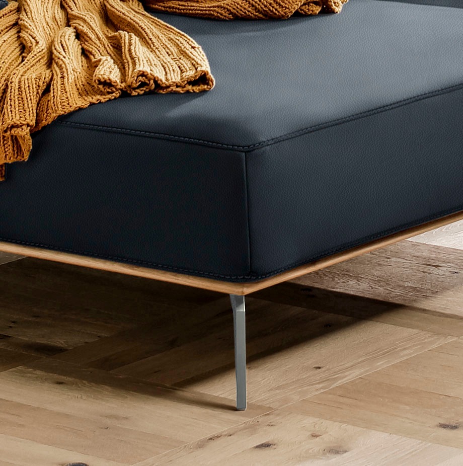W.SCHILLIG Ecksofa »run, Designsofa mit tollem Sitzkomfort, bequem, L-Form«, mit elegantem Holzsockel, Füße in Silber matt, Breite 299 cm