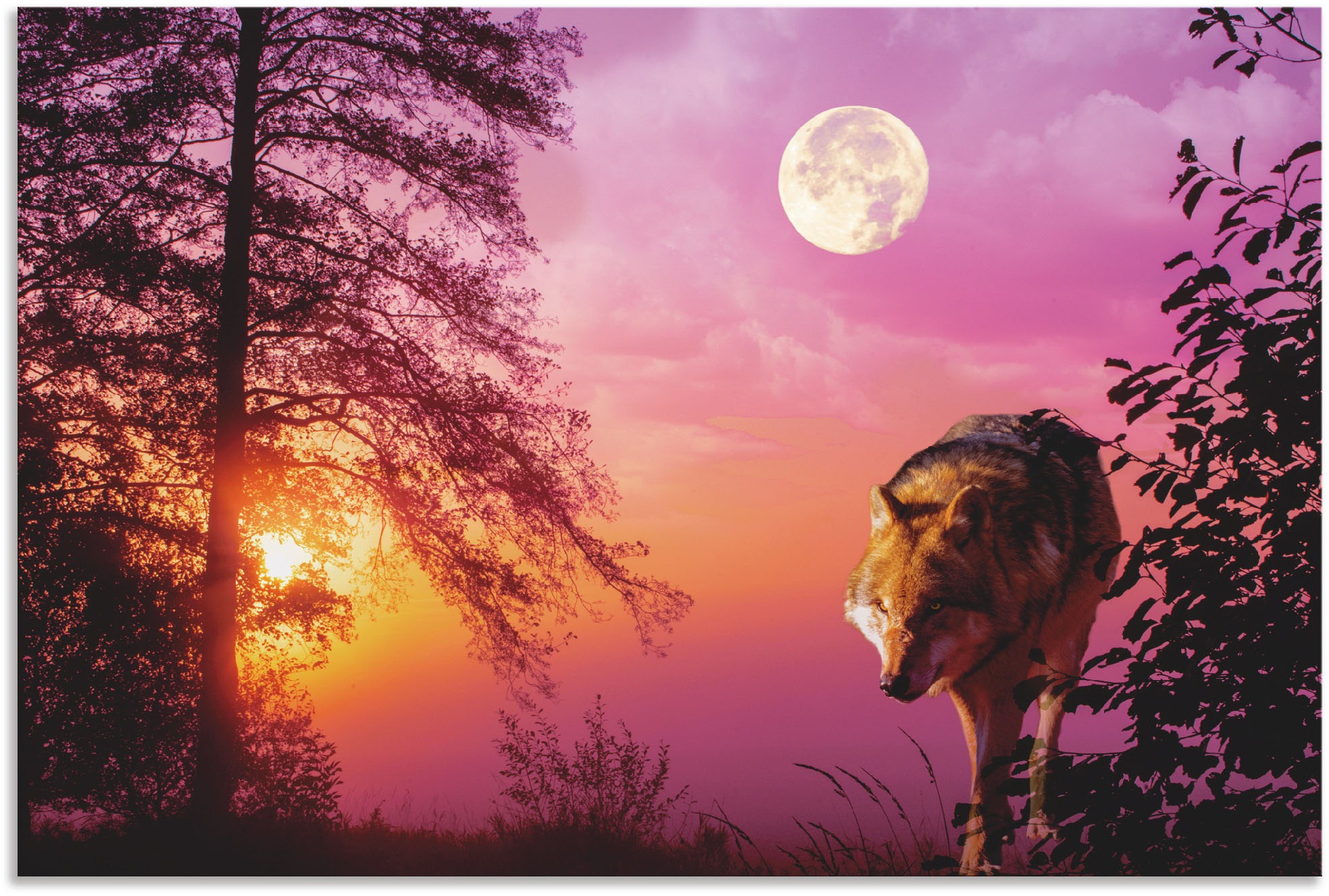 Artland Paveikslas »Wolf im Vollmond« Wolfbild...