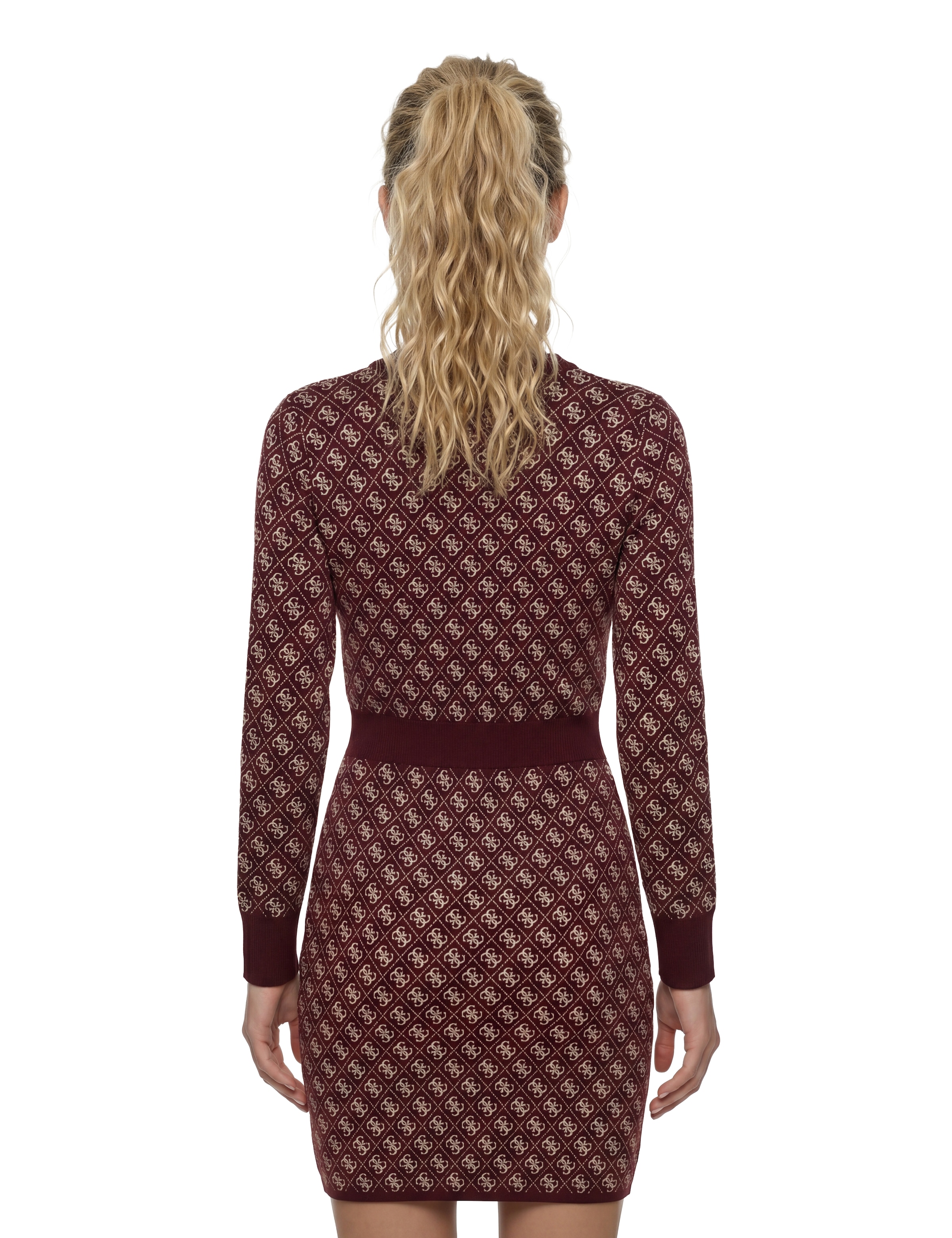 Guess Strickkleid »LS VN AUBREY 4G SWTR DRESS« mit Wollanteil, Bodycon