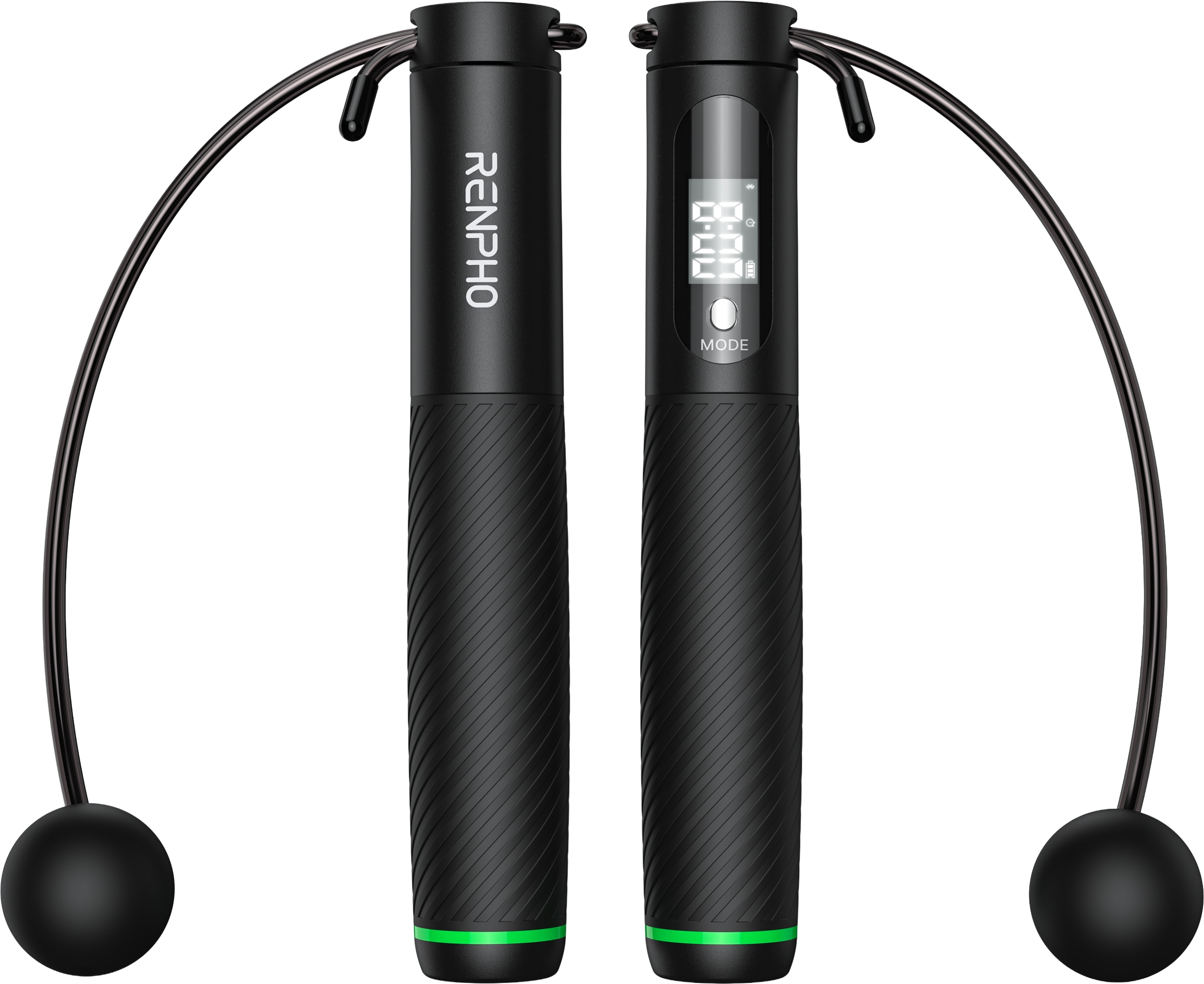 Renpho Springseil »Smartes Springseil 2-in-1 Q008« Smart, gewichtet, verschleißfest, Display, Zähler, App, 2-in-1