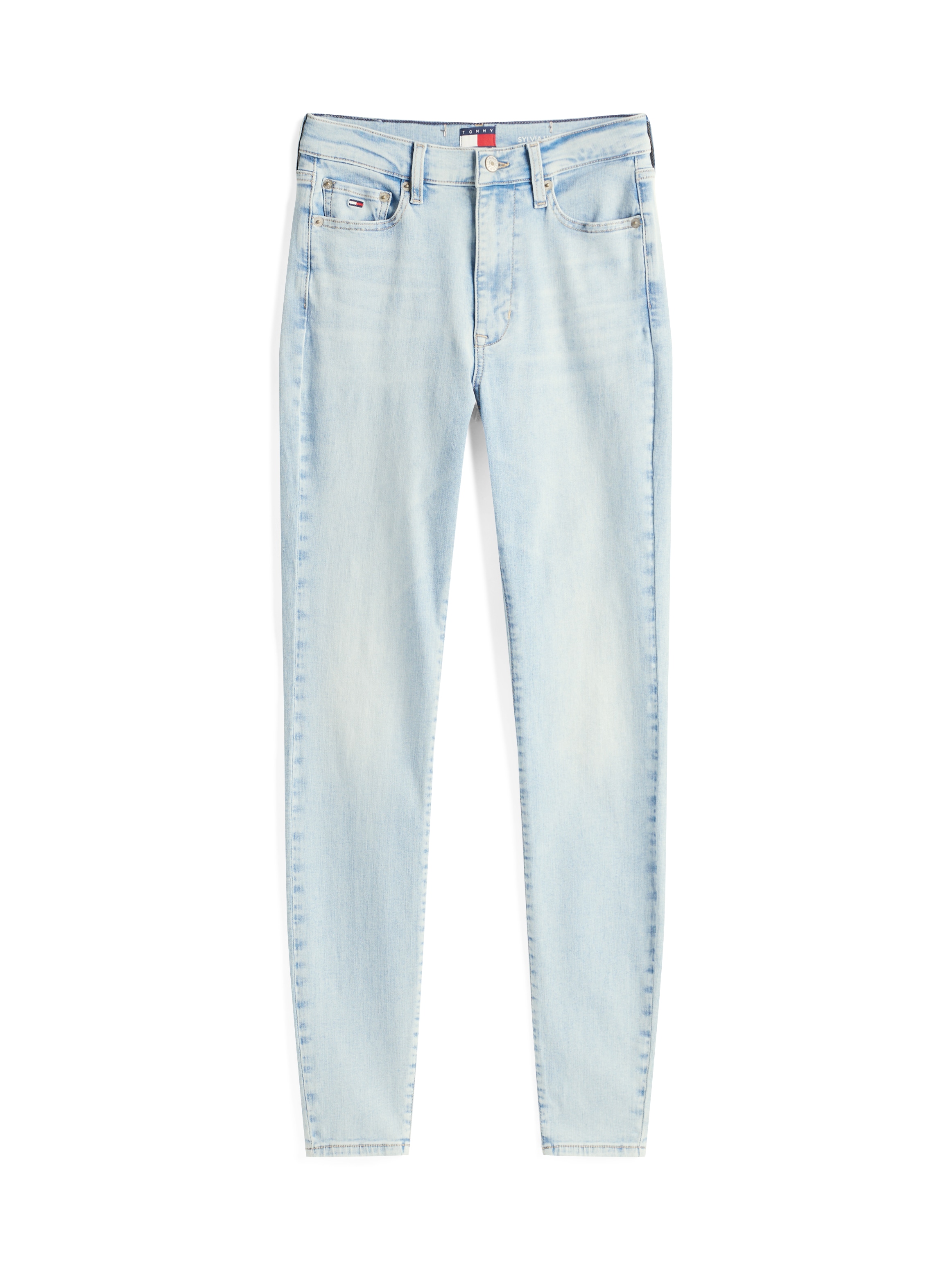 Tommy Jeans Bootcut-Jeans »SYLVIA HGH FLR«, Weite Beinform und Logo Stickerei auf der Gesäßtasche