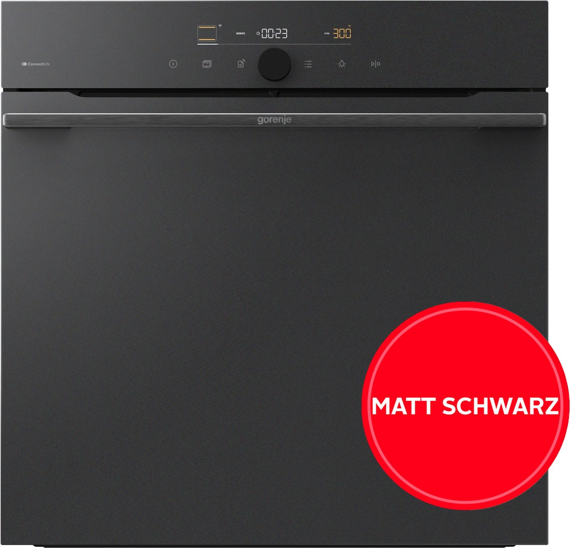 GORENJE Pyrolyse Backofen "GO66MB Pizza350C", B:59,5cm H:59,5cm T:56,4cm, schwarz, Backöfen, PizzaPlus: In 3:30 Min. bei 350 C die perfekte Pizza
