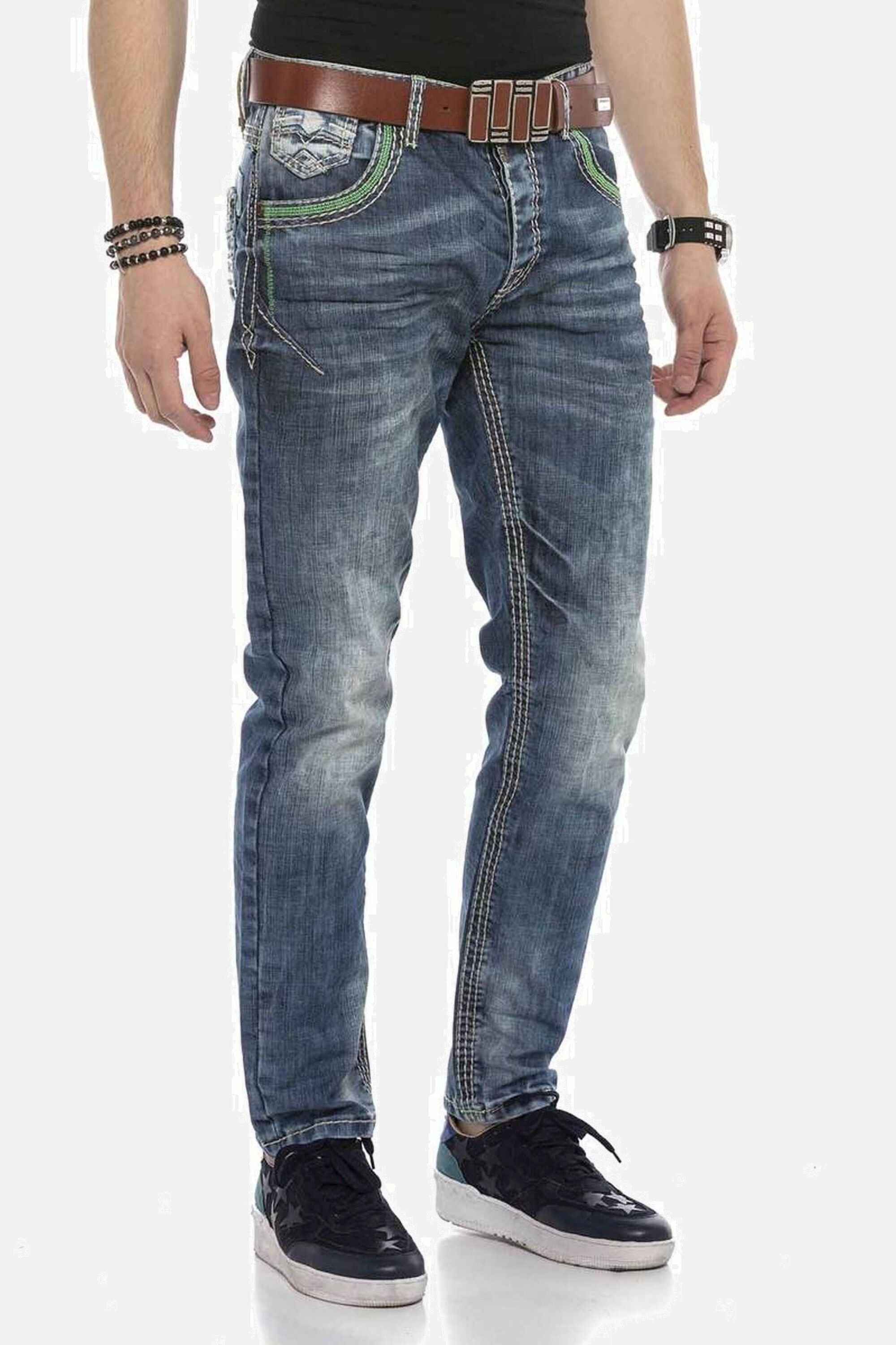 Straight-Jeans »DENIM«, bequeme Jeans mit auffälligen Ziernähten, CD597