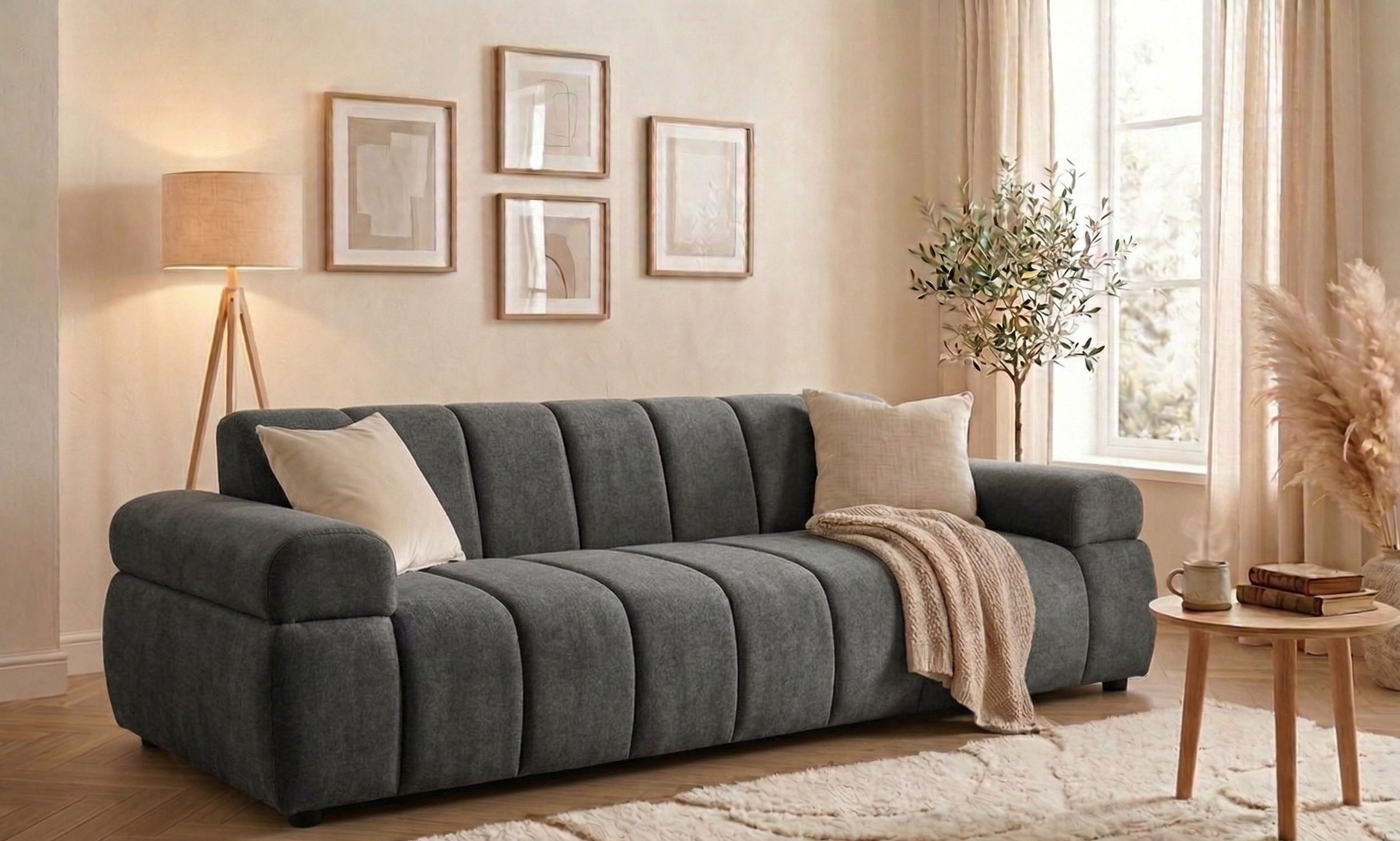 Home affaire 3-Sitzer »LYOTH Design-Sofa, moderne Steppung, Breite 220 cm« mit Wellenunterfederung, gemütlich und modern, komfortables Sitzgefühl