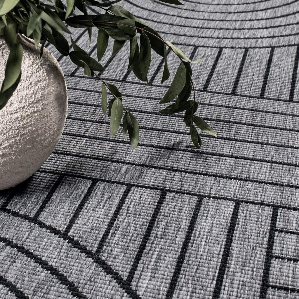 Carpet City Outdoorteppich »DUO RUG 5842«, rund, 5 mm Höhe, Wendeteppich Wetterfest In- & Outdoor, Balkon, Terrasse, Wohnzimmer