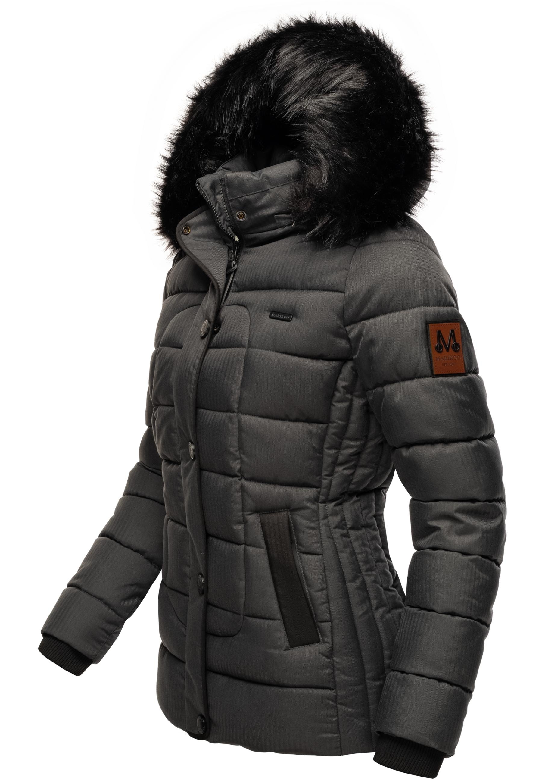 Marikoo Steppjacke »Unique«, mit Kapuze, modische Winterjacke mit Kunstpelz-Kapuze