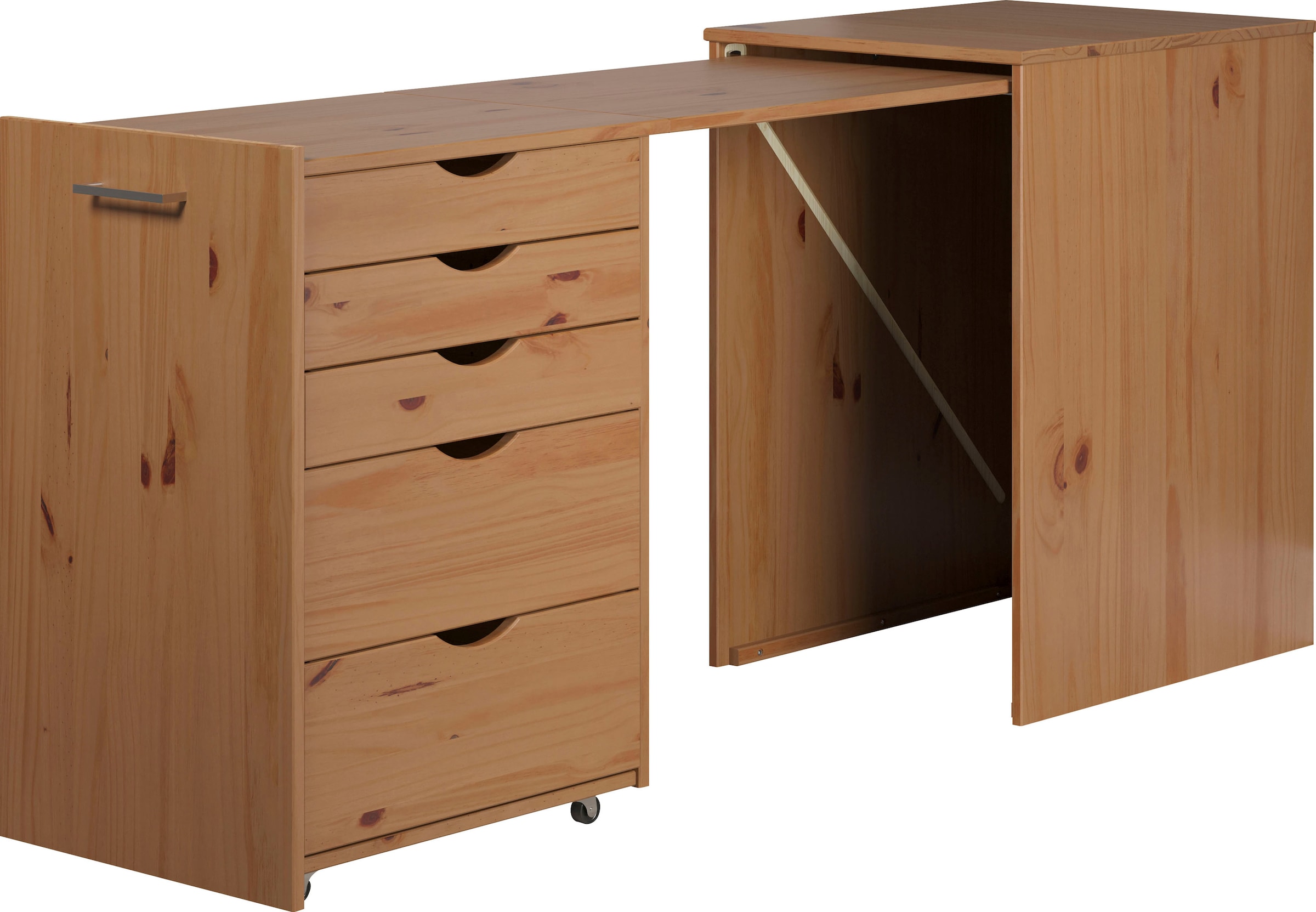 INTER-FURN Regal-Schreibtisch "Voltera" 1 Stk. tlg. kleiner Massivholz Schr günstig online kaufen