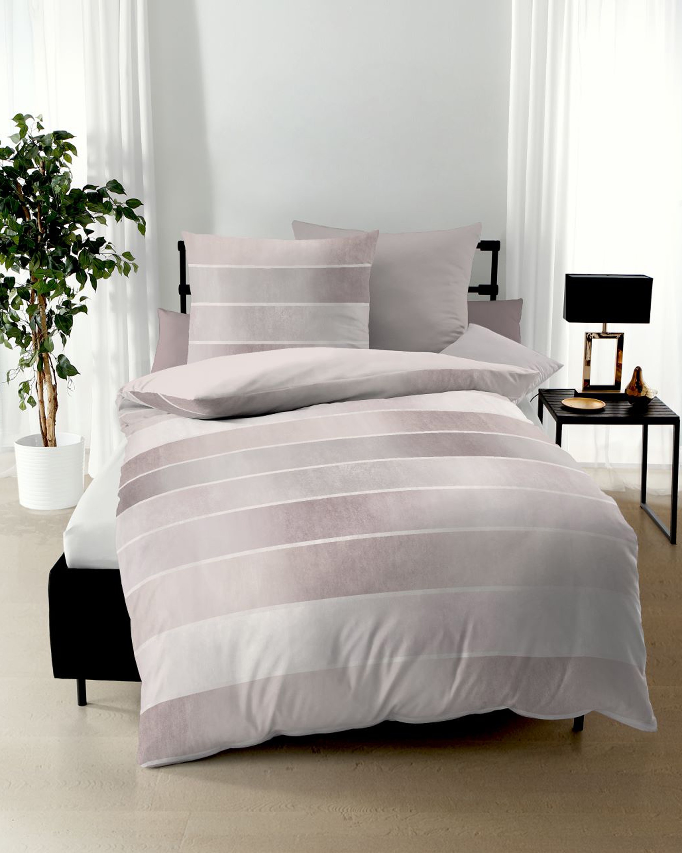 Wendebettwäsche KAEPPEL, rosa, Feinbiber, Obermaterial: 100% Baumwolle, Bettwäsche, "Timeless", mit breiten Streifen