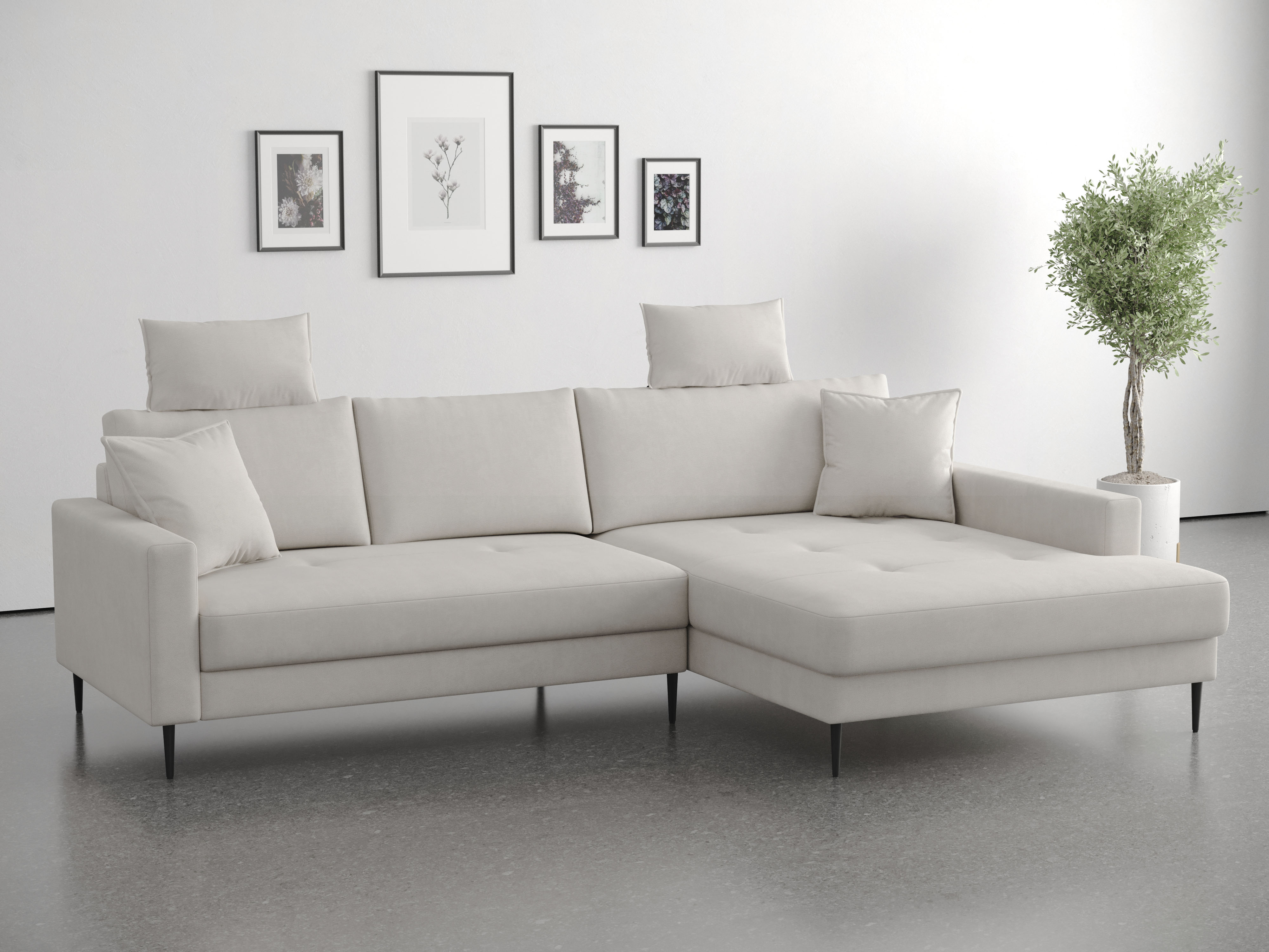 OTTO home Ecksofa "Summer L-Form, B: 280cm, in Cord & Struktur" wahlweise mit Kopfstützen, schwarze Metallfüße