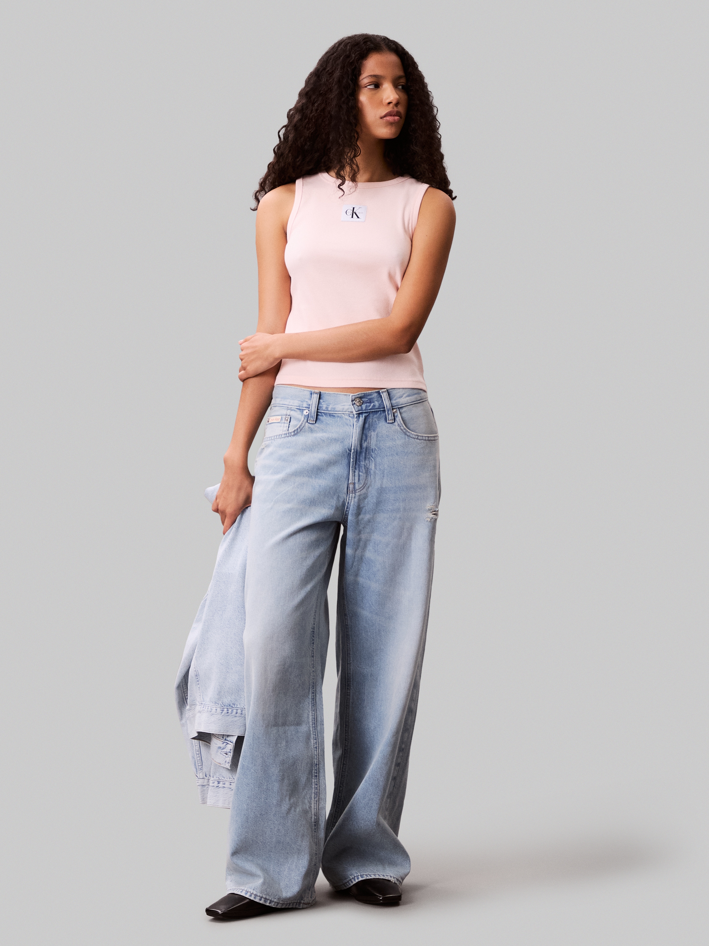 Calvin Klein Jeans Tanktop »A - WVN LBL 2X2 CTTN«, Mit Rundhalsausschnitt