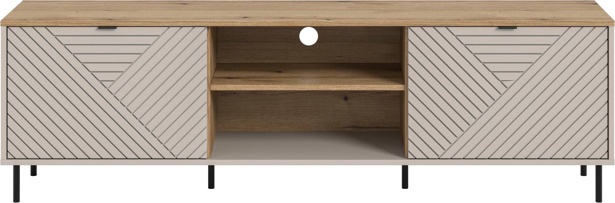 Home affaire Lowboard "RAITA, Breite 184 cm, Front mit Desgin-Fräsung, 2 Tü günstig online kaufen