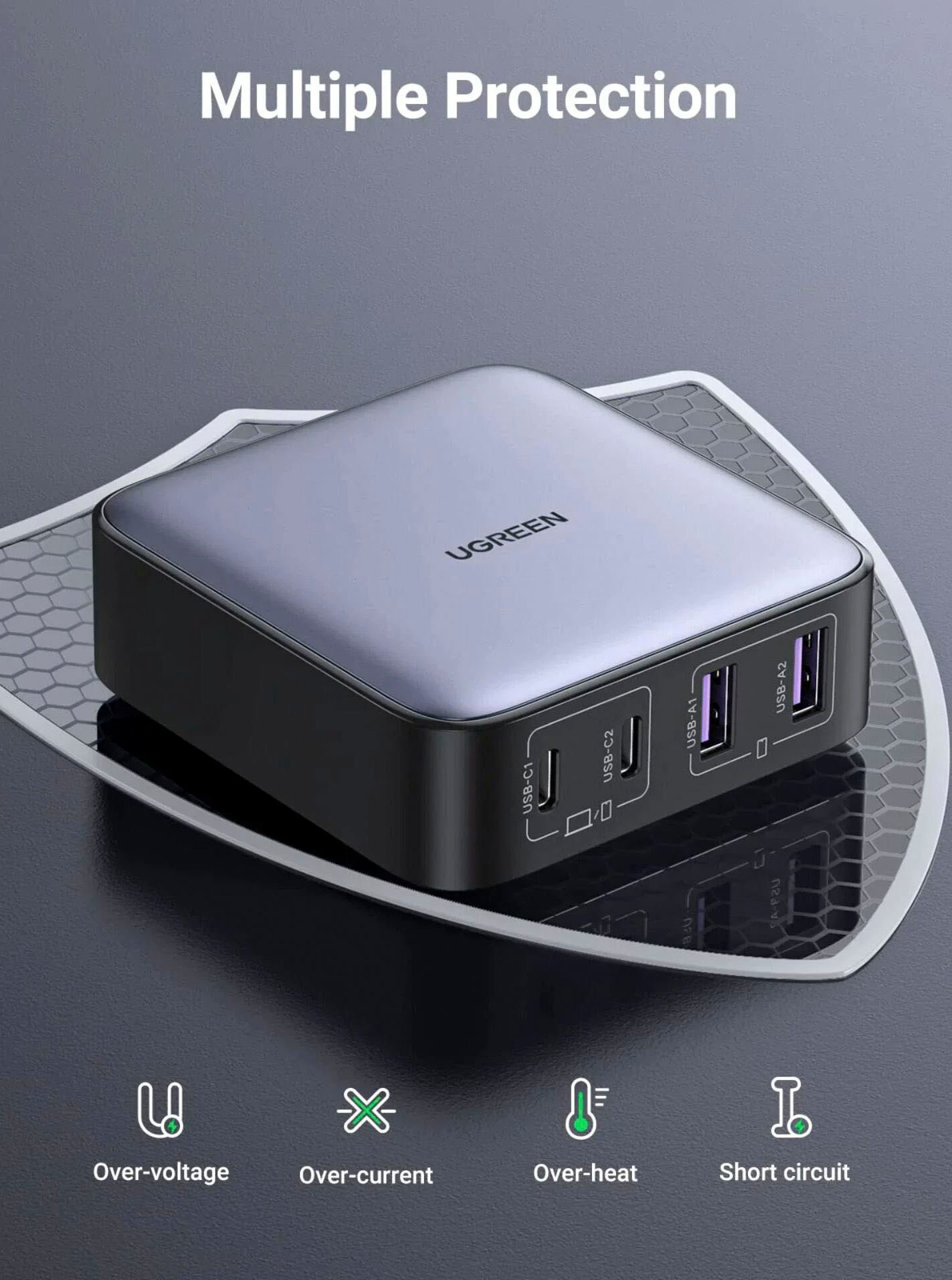 UGREEN USB-Ladegerät »Nexode 2*USB-A + 2*USB-C 65W Desktop Fast Charger«