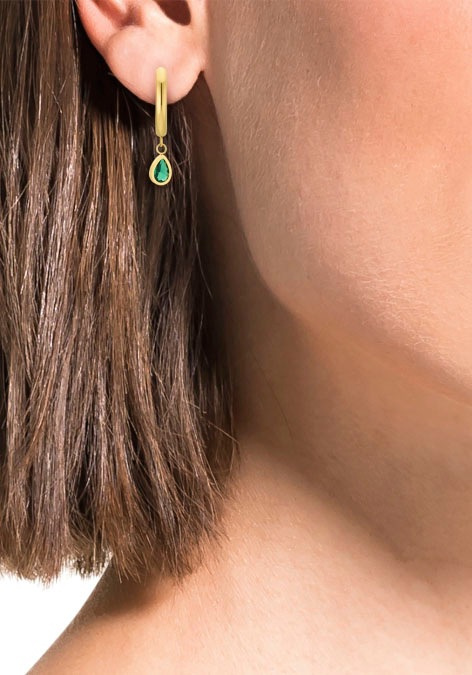 Amor Color Drops Creolen Gelbgold Grün 2