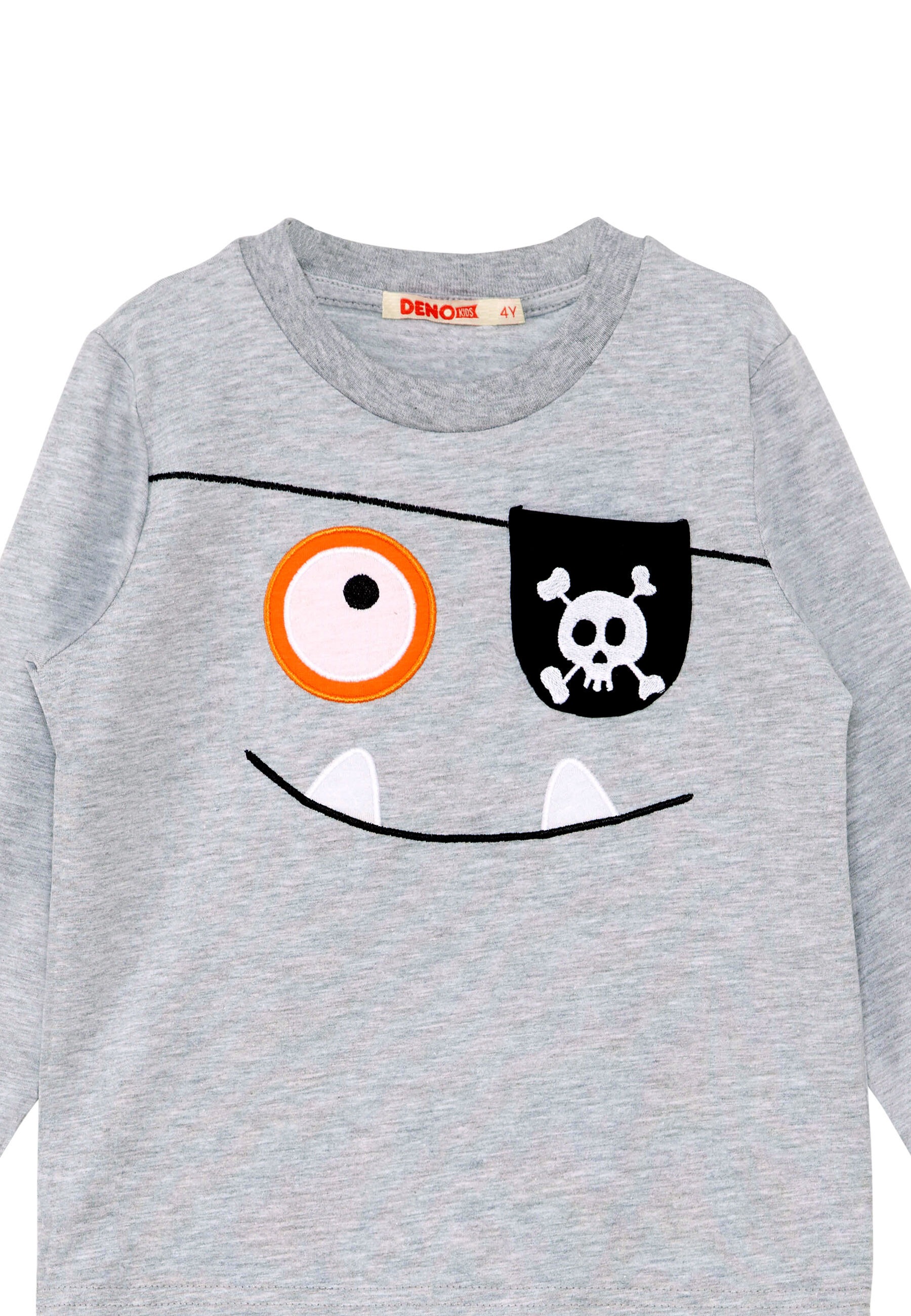 Denokids Hausanzug »Happy Pirate«, (2 tlg.), mit Piratengesicht-Applikation