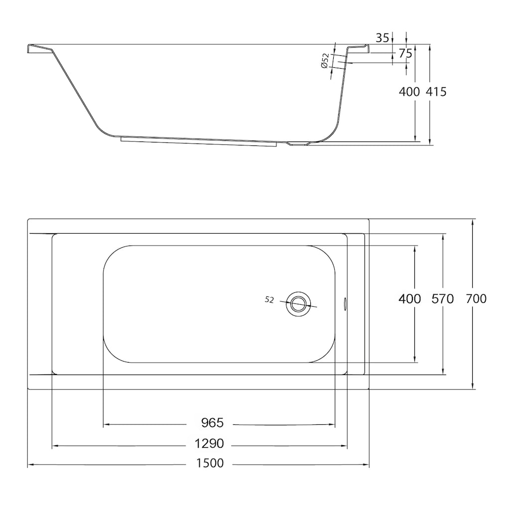 OTTOFOND Badewanne »Set Körpferformbadewanne«, (3 tlg.)