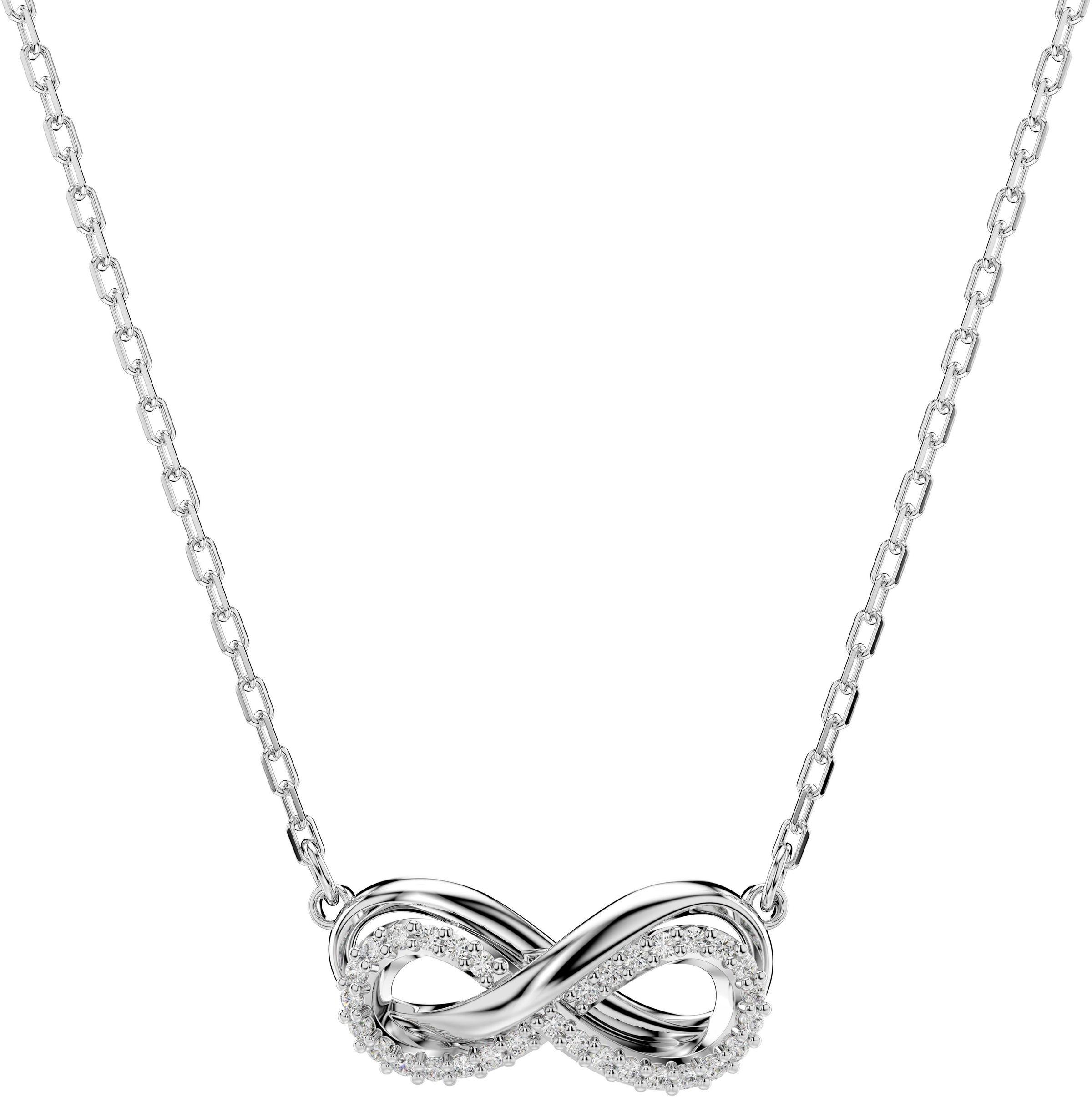 Kette mit Anhänger SWAROVSKI "Schmuck Geschenk Halskette Hyperbola Twist", silber (metallfarben, kristallweiß), Halsketten, Damen, Metall, L: 45, mit Swarovski Zirkonia (synth.) 3