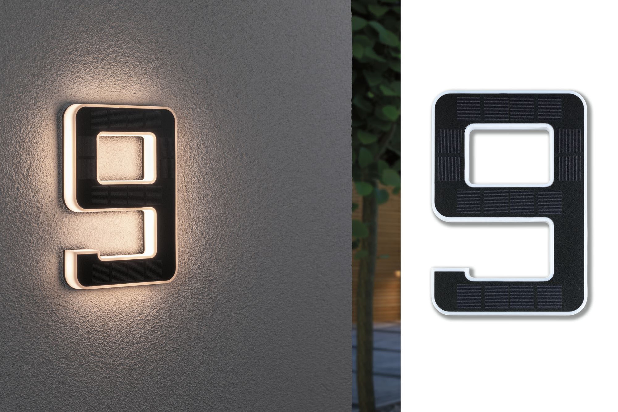 BAUR flammig-flammig, 1 wählbar, Außen-Wandleuchte LED Akku Hausnummer«, Paulmann »Solar 0-9 | Hausnummern wechselbar