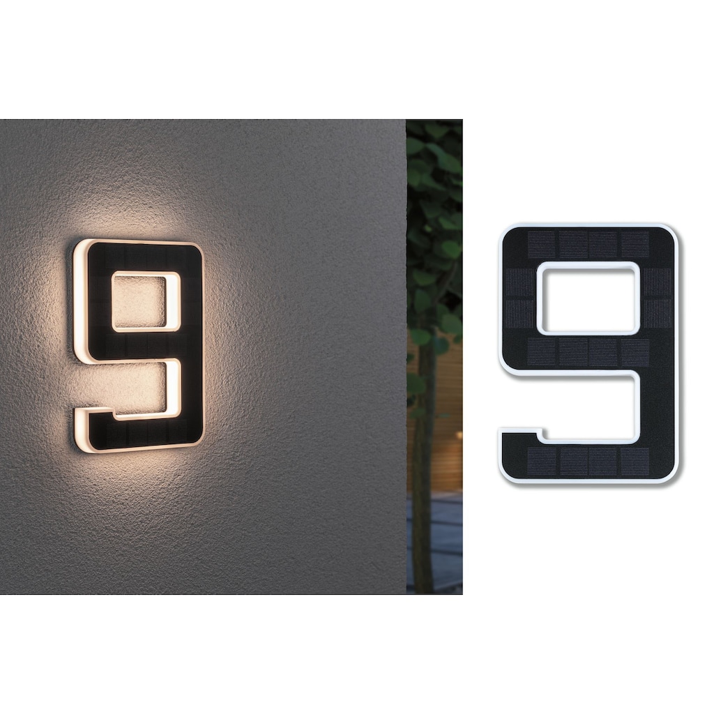 Paulmann LED Außen-Wandleuchte »Solar Hausnummer«, 1 flammig-flammig