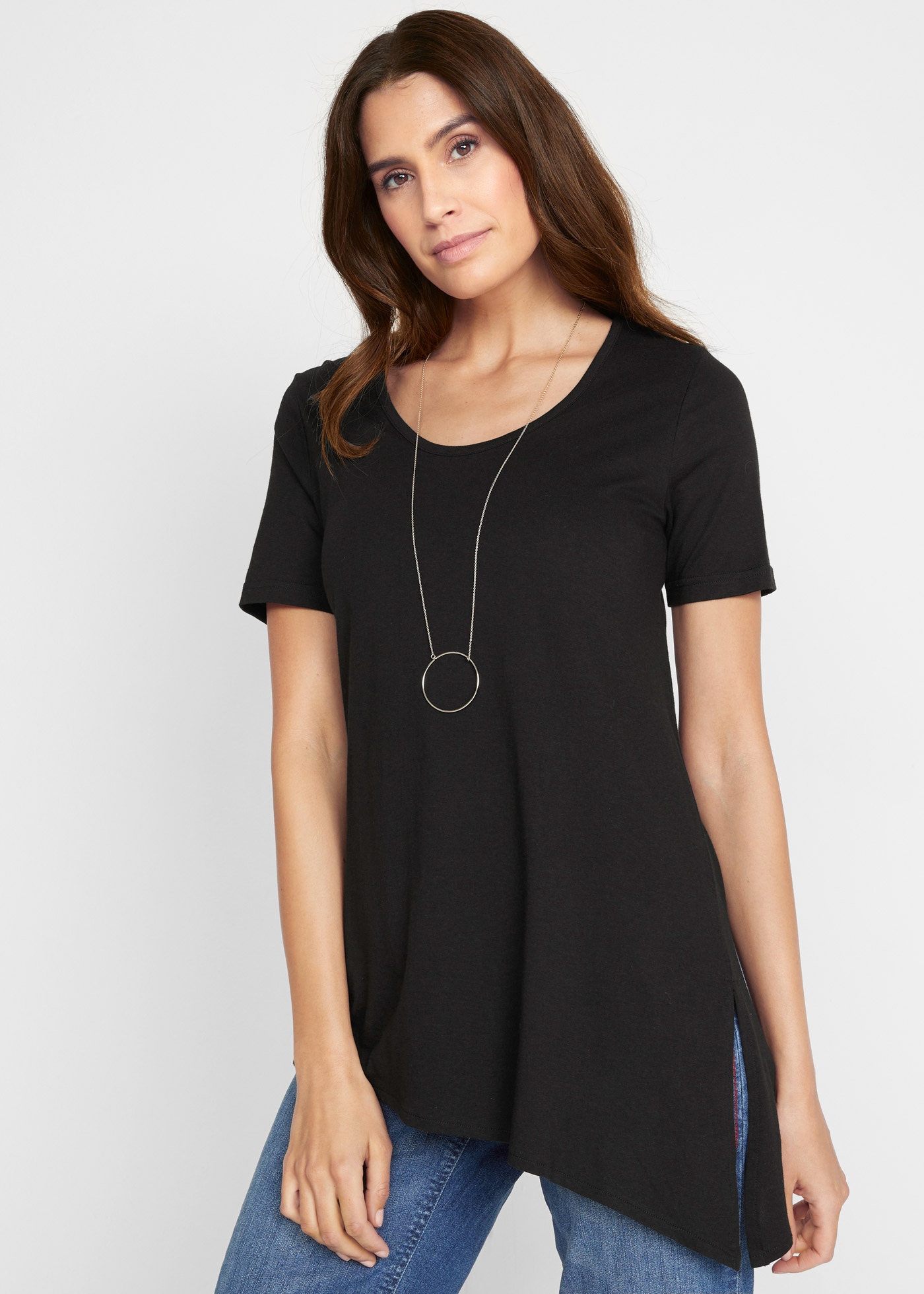 bonprix bequeme Passform, asymmetrischer Saum, mit Seitenschlitz