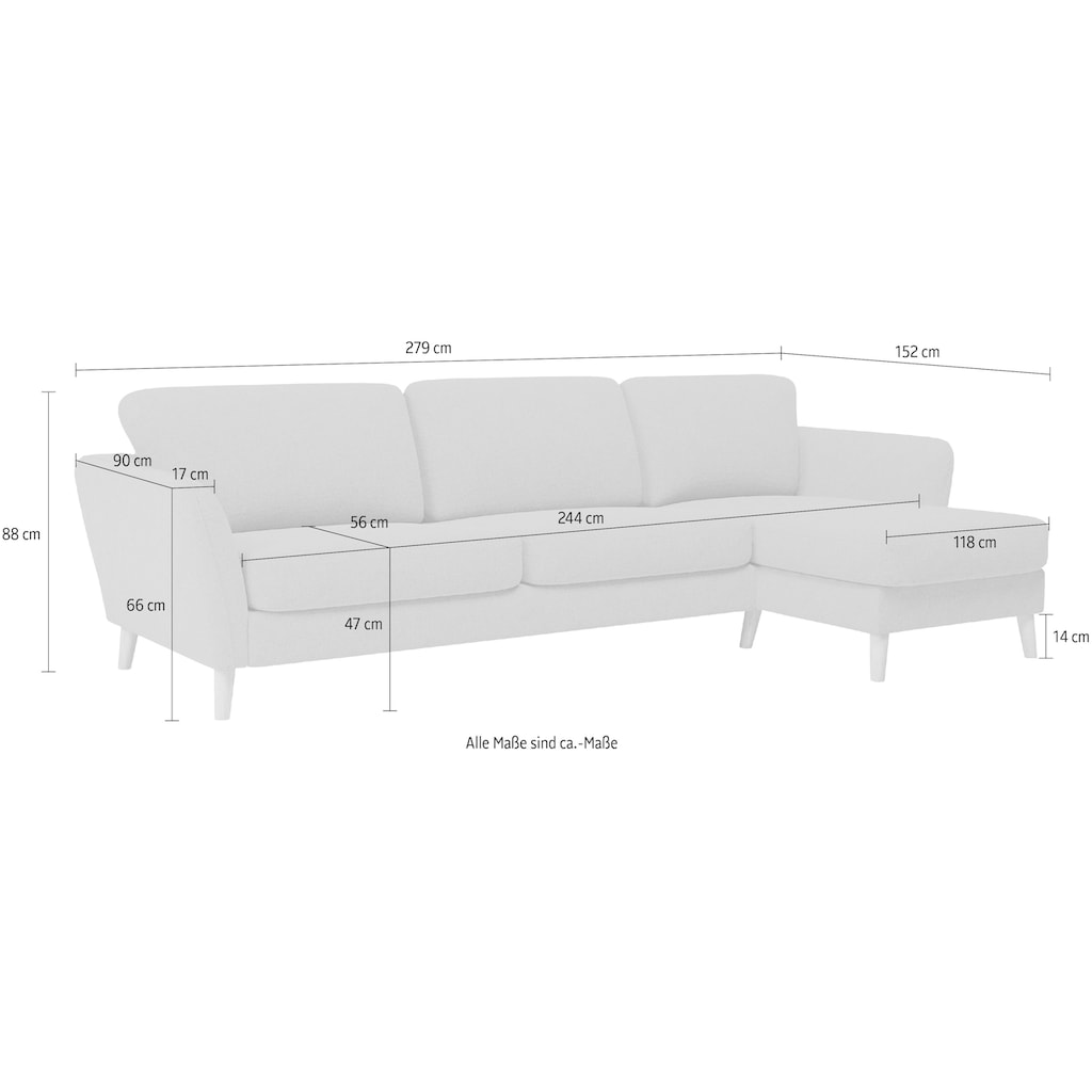 Home affaire Ecksofa »MARSEILLE (279/152cm), Recamiere rechts/links wählbar,«