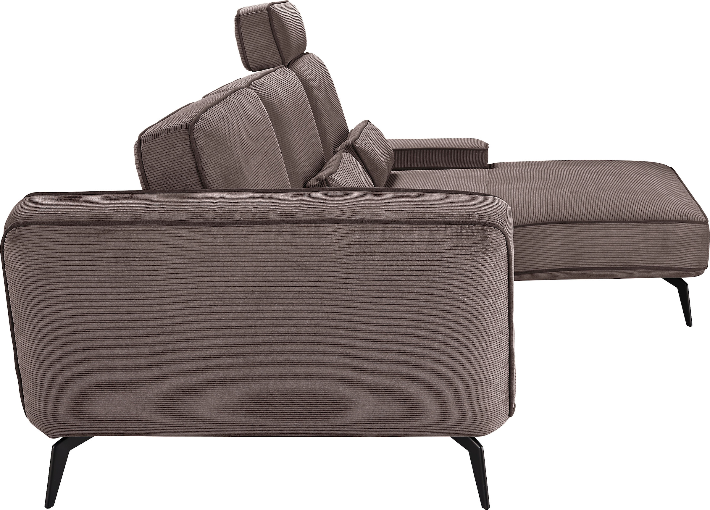 set one by Musterring Ecksofa »SO 4500, Füße schwarz matt, inkl Schwenkrückenfunktion, Cord, L-Form«, wahlweise mit Kopfstütze/Armteilverstellung/Rückenneigung